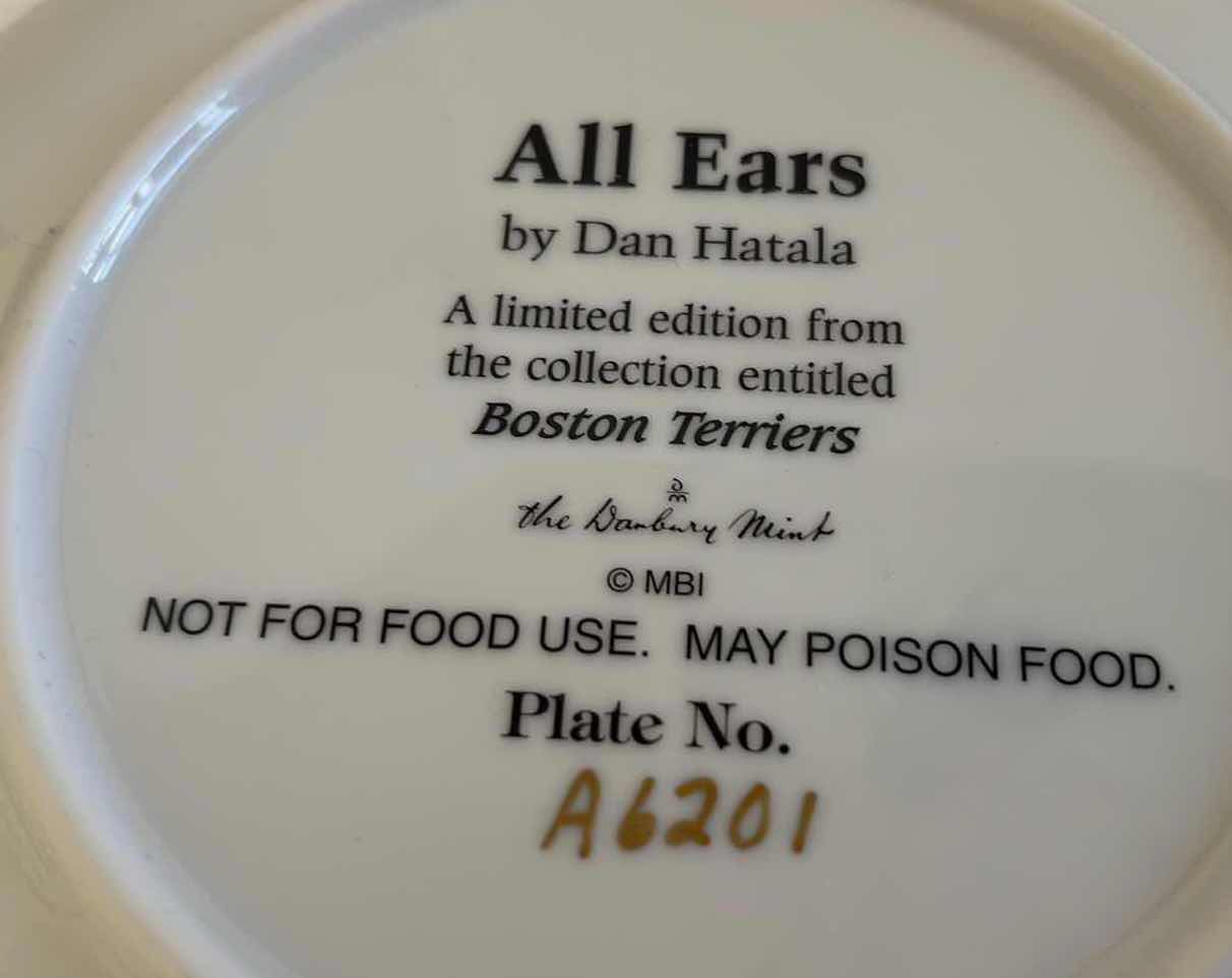 Photo 1 of (4)PCS 8” DAN HATALA BOSTON TERRIER SOUVENIR PLATES