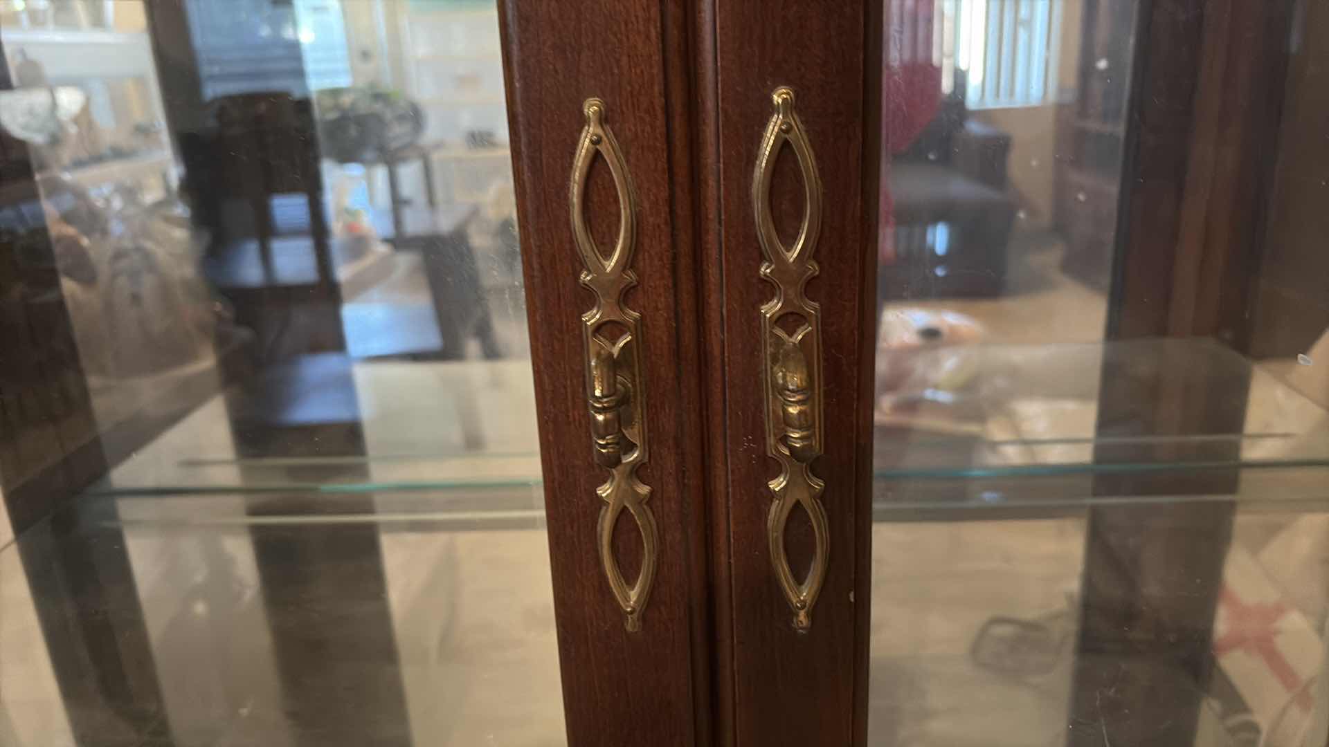 Photo 1 of 4 SHELF CHERRY WOOD CURIO CABINET 34”X12”H80”