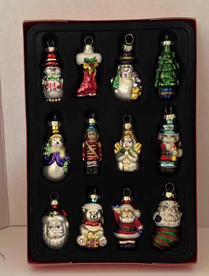 Photo 1 of (2)PCS AVON HAND BLOWN ORNAMENTS AND SNOWMAN LIGHT UP STATUE