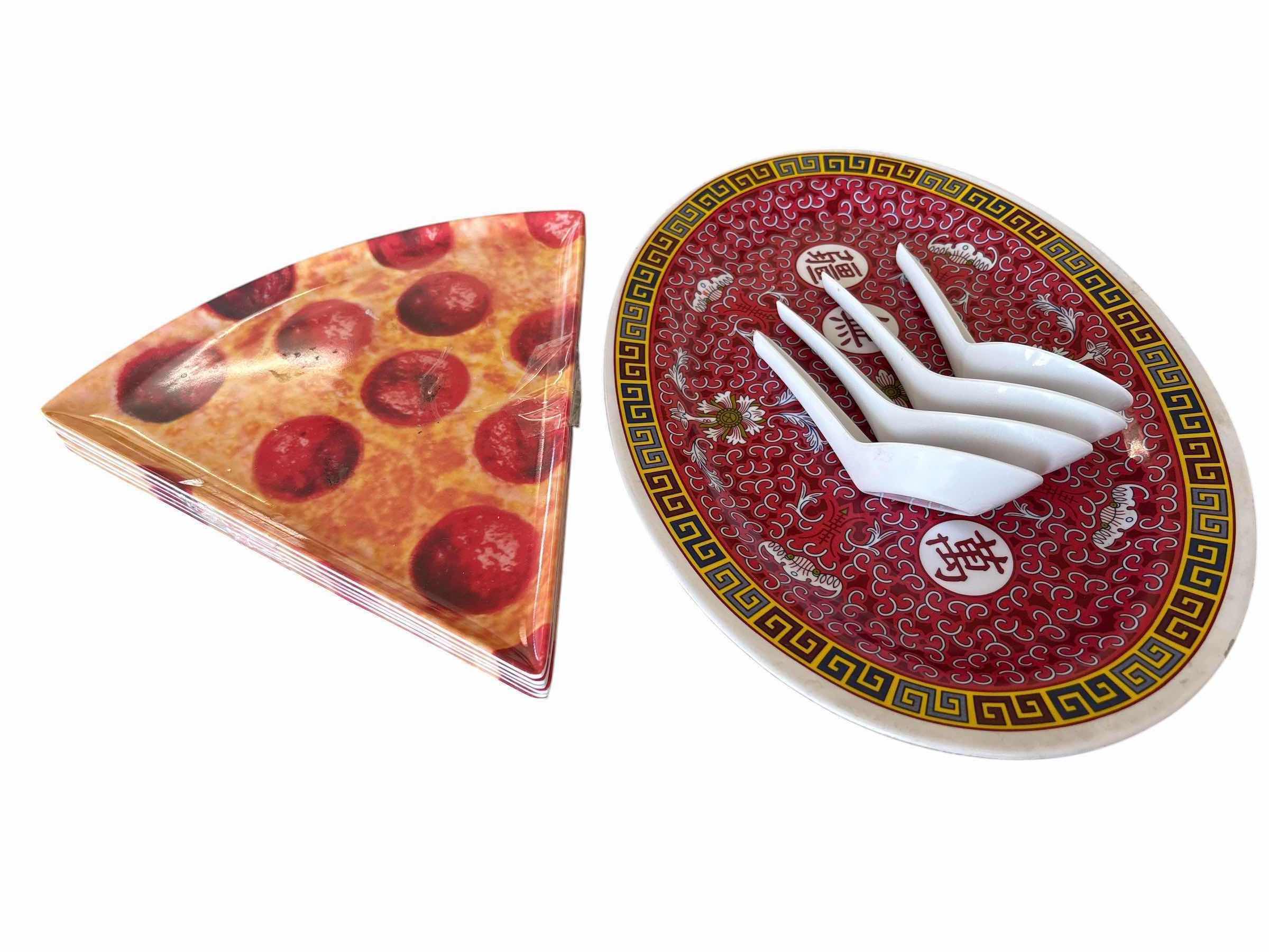 Photo 1 of (7)PCS PLASTIC PIZZA & ORIENTAL PLATE