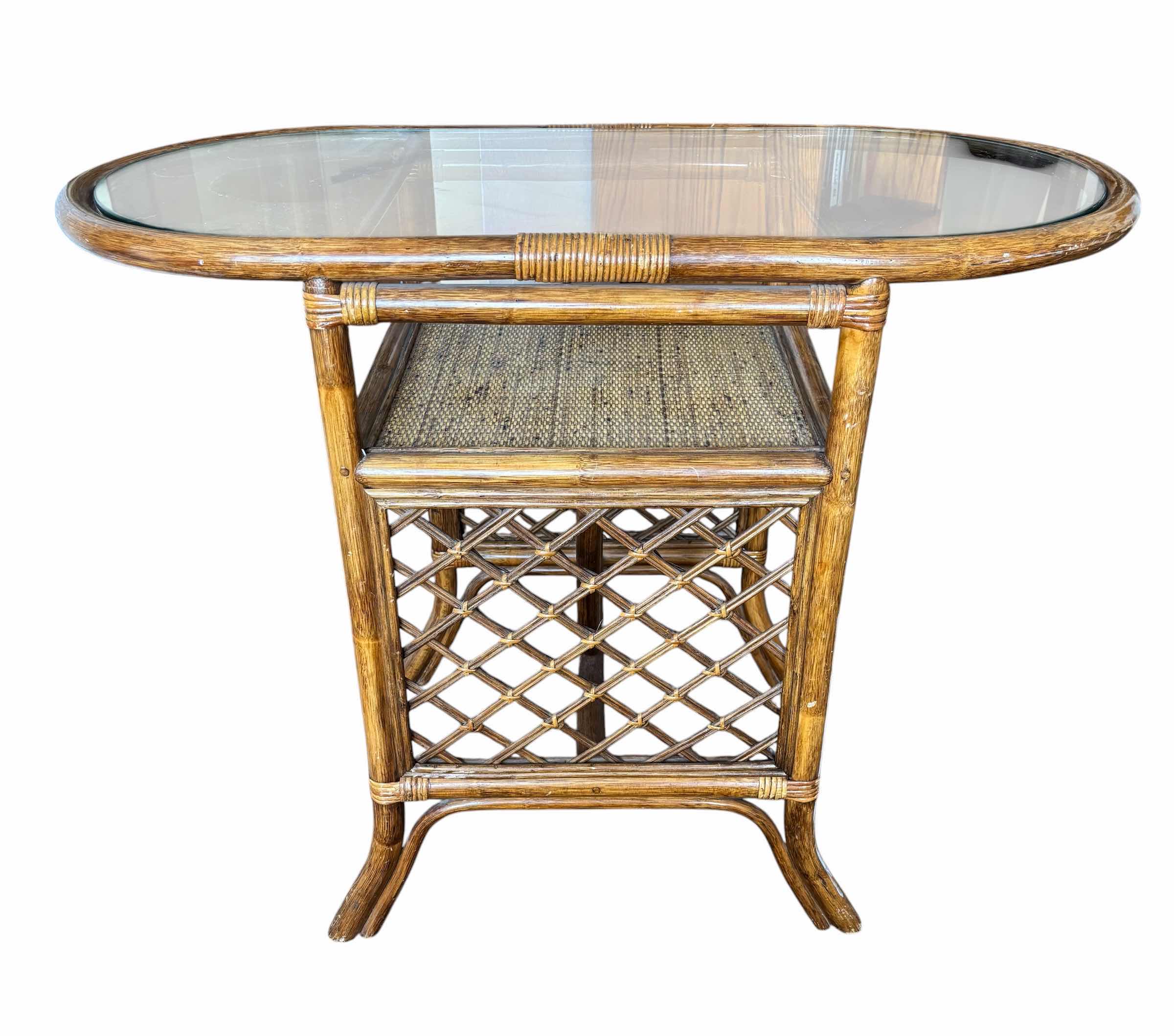 Photo 1 of VINTAGE MCM RATTAN & BAMBOO OVAL TABLE
