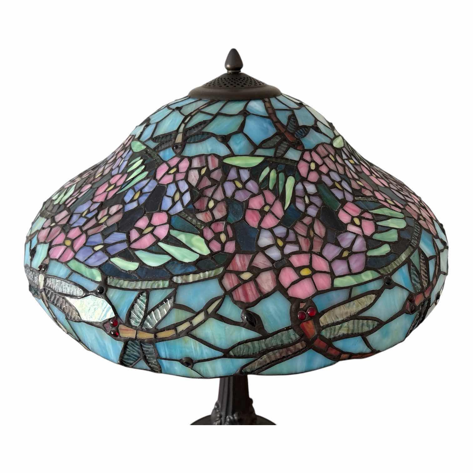 Photo 1 of DRAGONFLY TIFFANY INSPIRED RESIN TABLE LAMP H26”