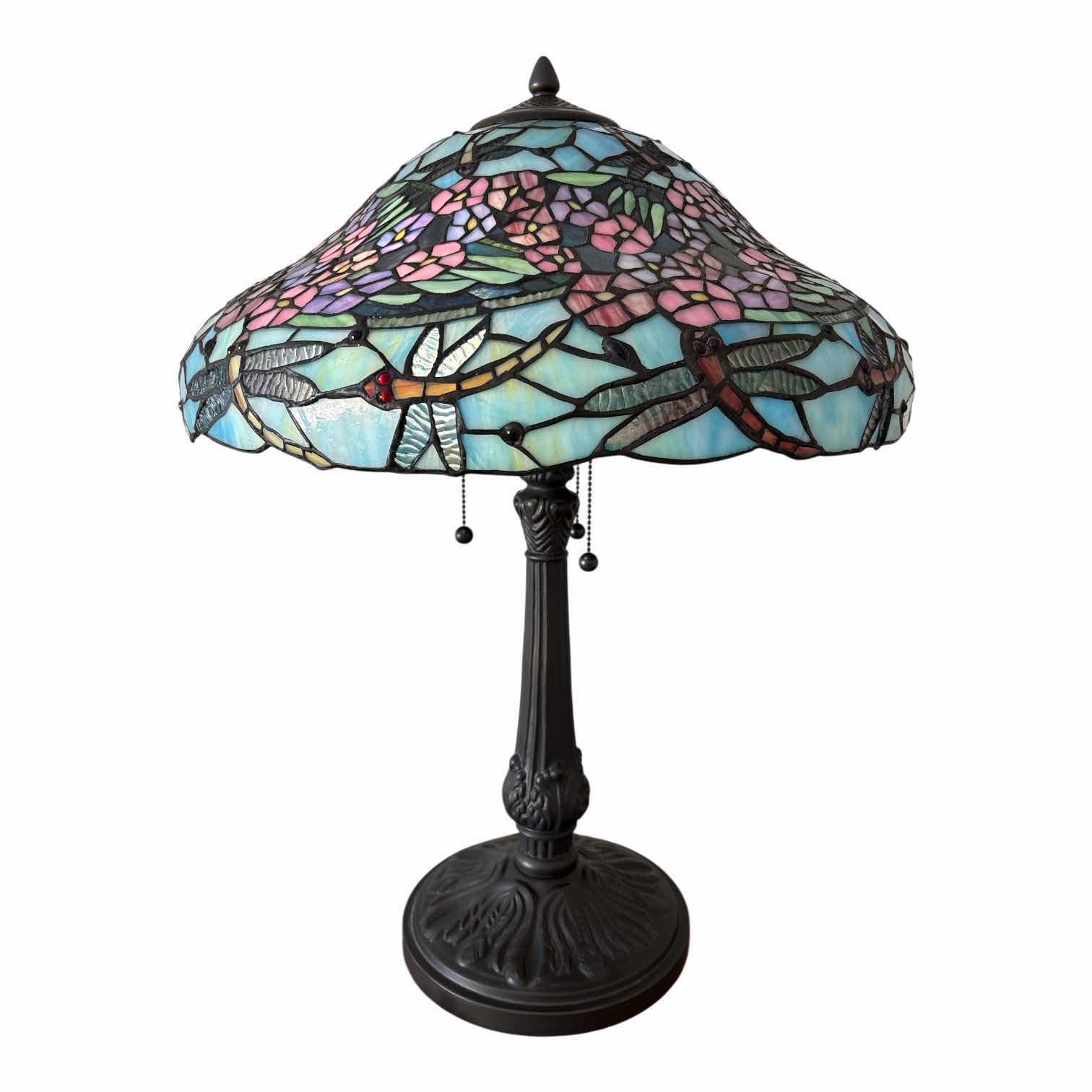 Photo 1 of DRAGONFLY TIFFANY INSPIRED RESIN TABLE LAMP H26”