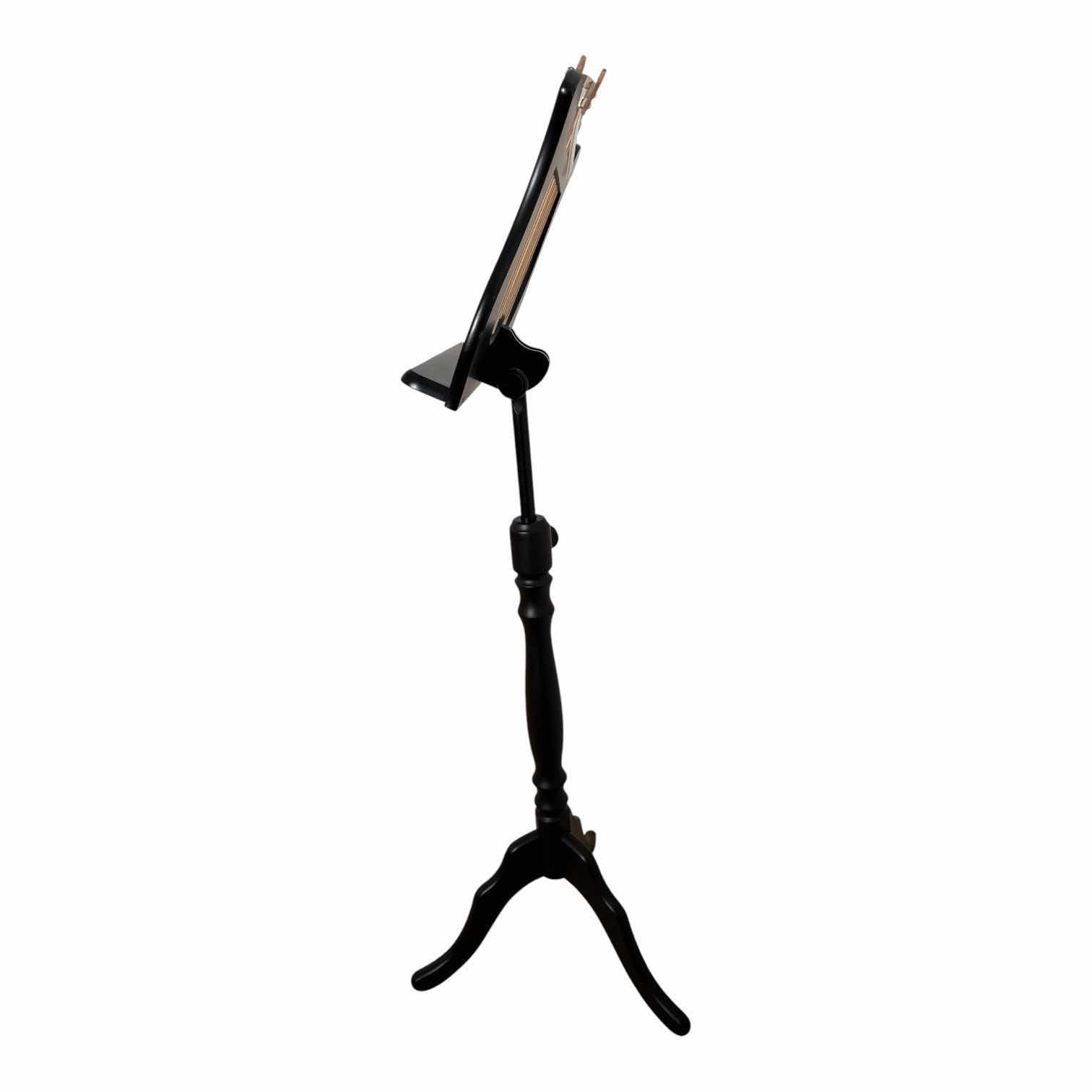 Photo 1 of SCALA VILAGIO LAGRIMA ADJUSTABLE BLACK WOODEN MUSIC STAND W/LYRE SHAPED SHEET MUSIC HOLDER
