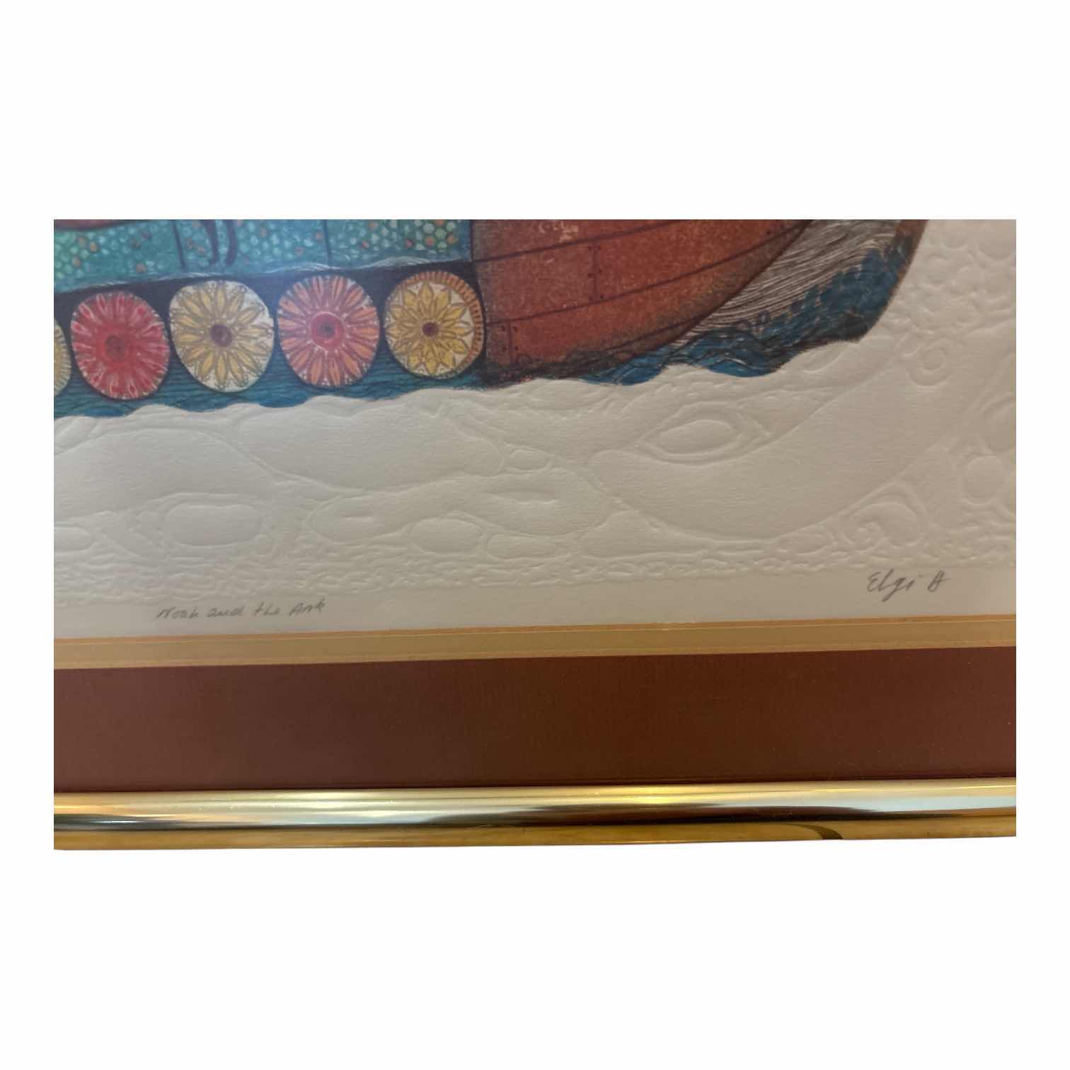 Photo 1 of FRAMED ARTWORK “NOAH AND THE ARK” 88/450 IN GOLD STYLE FRAME SIGNED BY ELGI 26.25”X23”