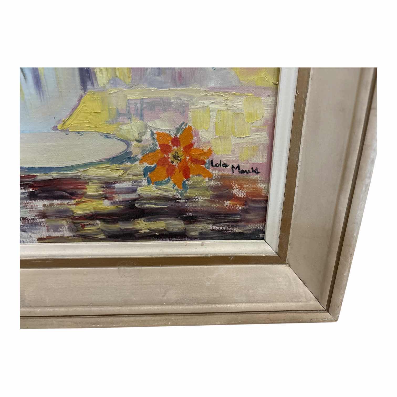 Photo 1 of VINTAGE FRAMED OIL PAINTING “FLOWER STUDY” SIGNED BY LOLA MOULD W/COA 20”X24”