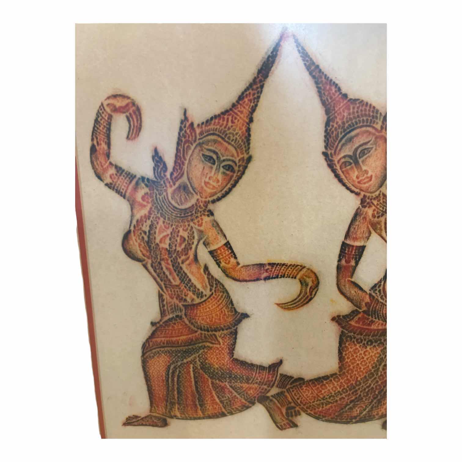 Photo 1 of FRAMED VINTAGE ARTWORK THAI TEMPLE DANCERS 21.5”X24”