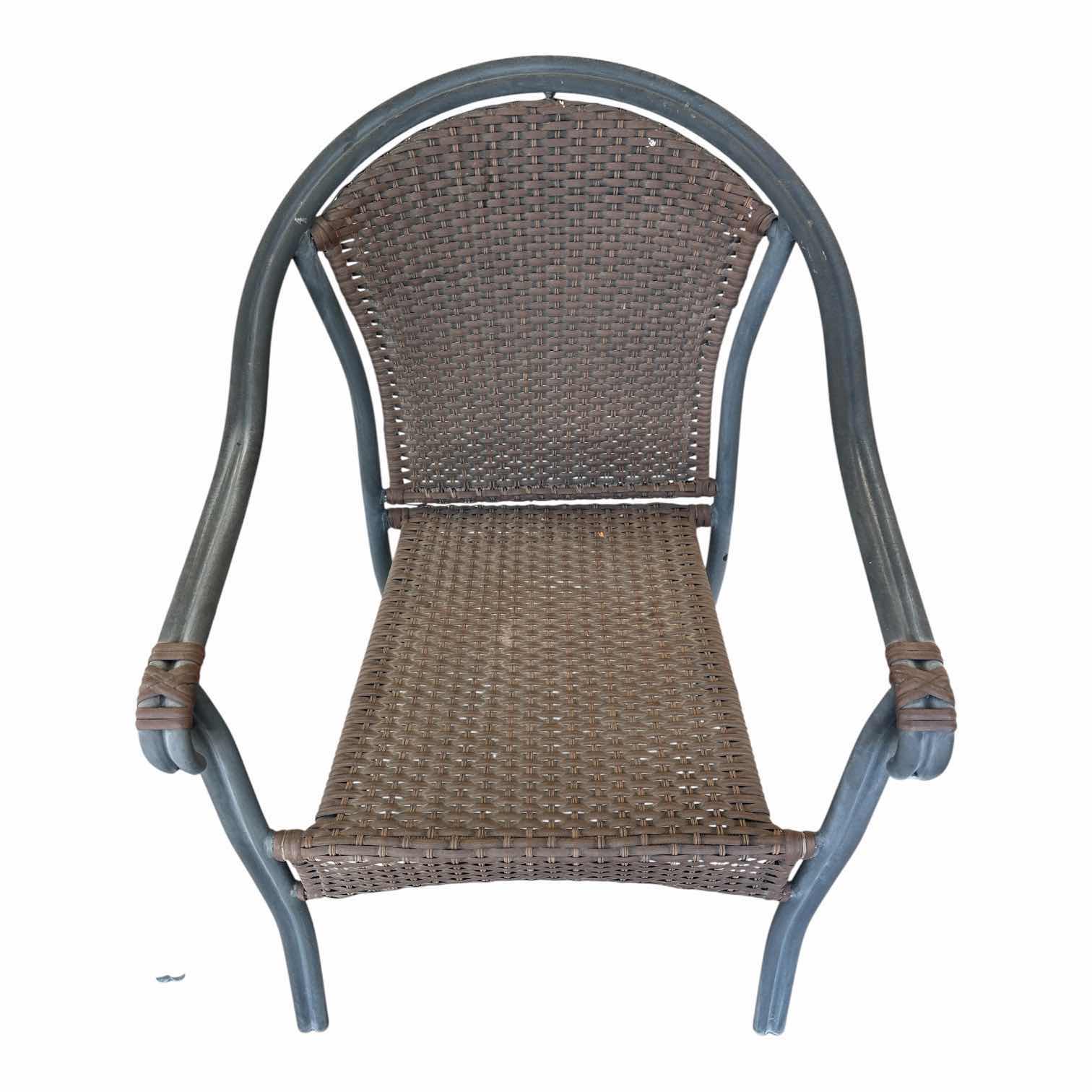 Photo 1 of (3)PCS WOVEN METAL PATIO ARMCHAIR SEAT 17” TOTAL H33”