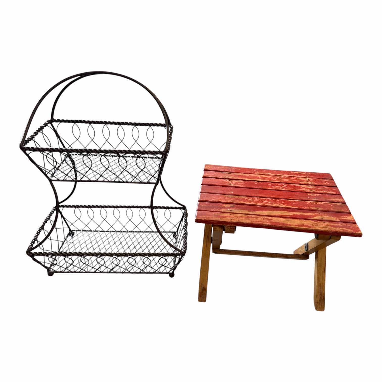 Photo 1 of (3)PCS WOOD AND METAL PLANT STANDS H28.5”
