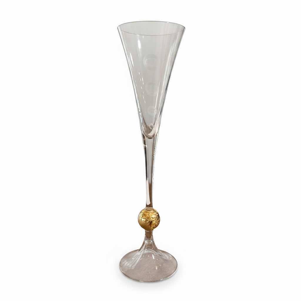 Photo 1 of ORREFORS “CLOWN GOLD” CHAMPAGNE FLUTES H11.5”