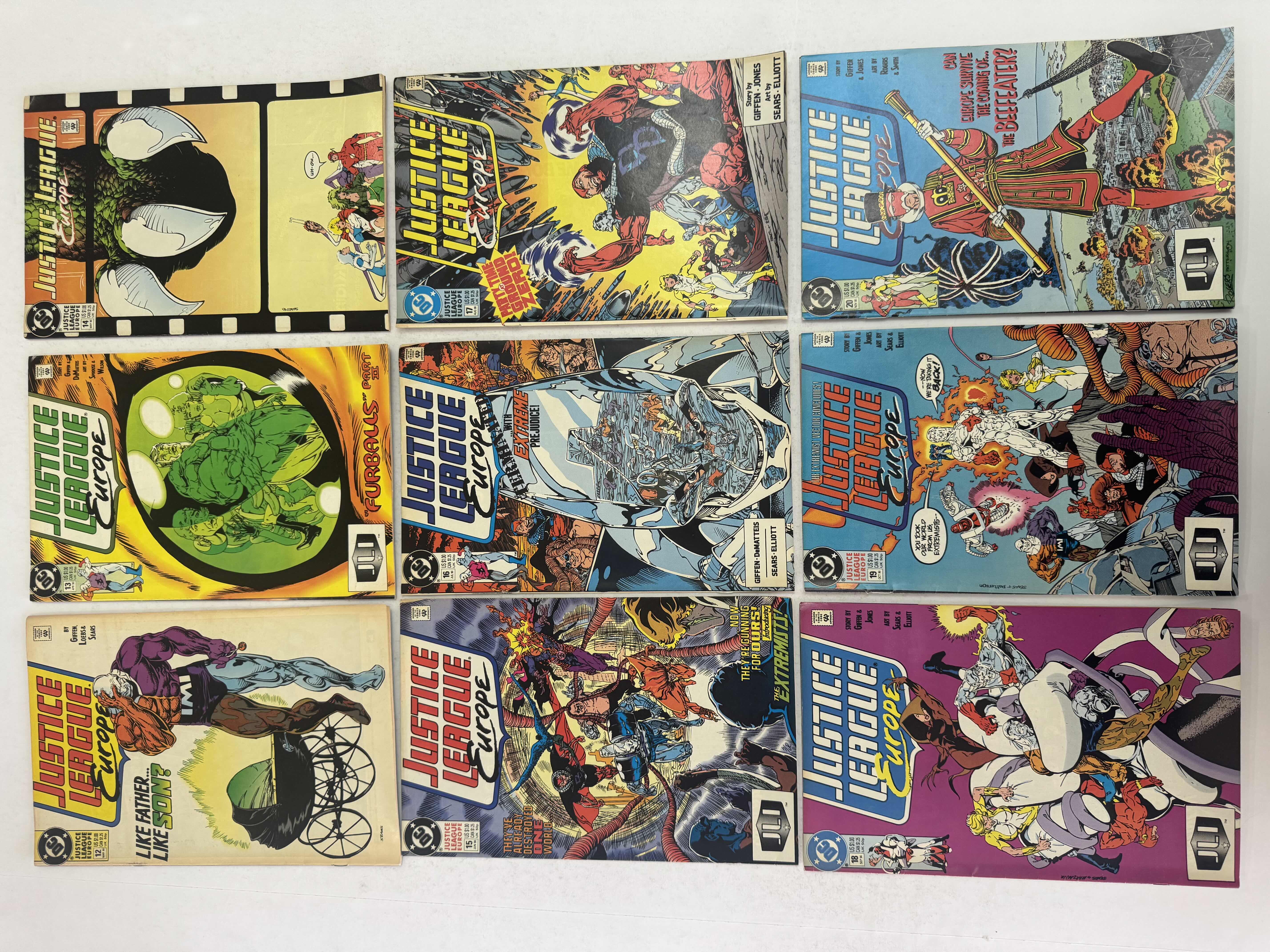 Photo 1 of 9- VINTAGE DC JUSTICE LEAGUE EUROP COMIC BOOKS, ISSUES 12-20