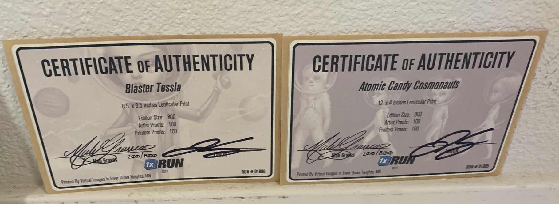 Photo 1 of ATOMIC CANDY COSMONAUTS BY MAB GRAVES LENTICULAR HOLOGRAPH ARTWORK LIMITED EDITION TO 800 9" X 7" & 12" X 4"