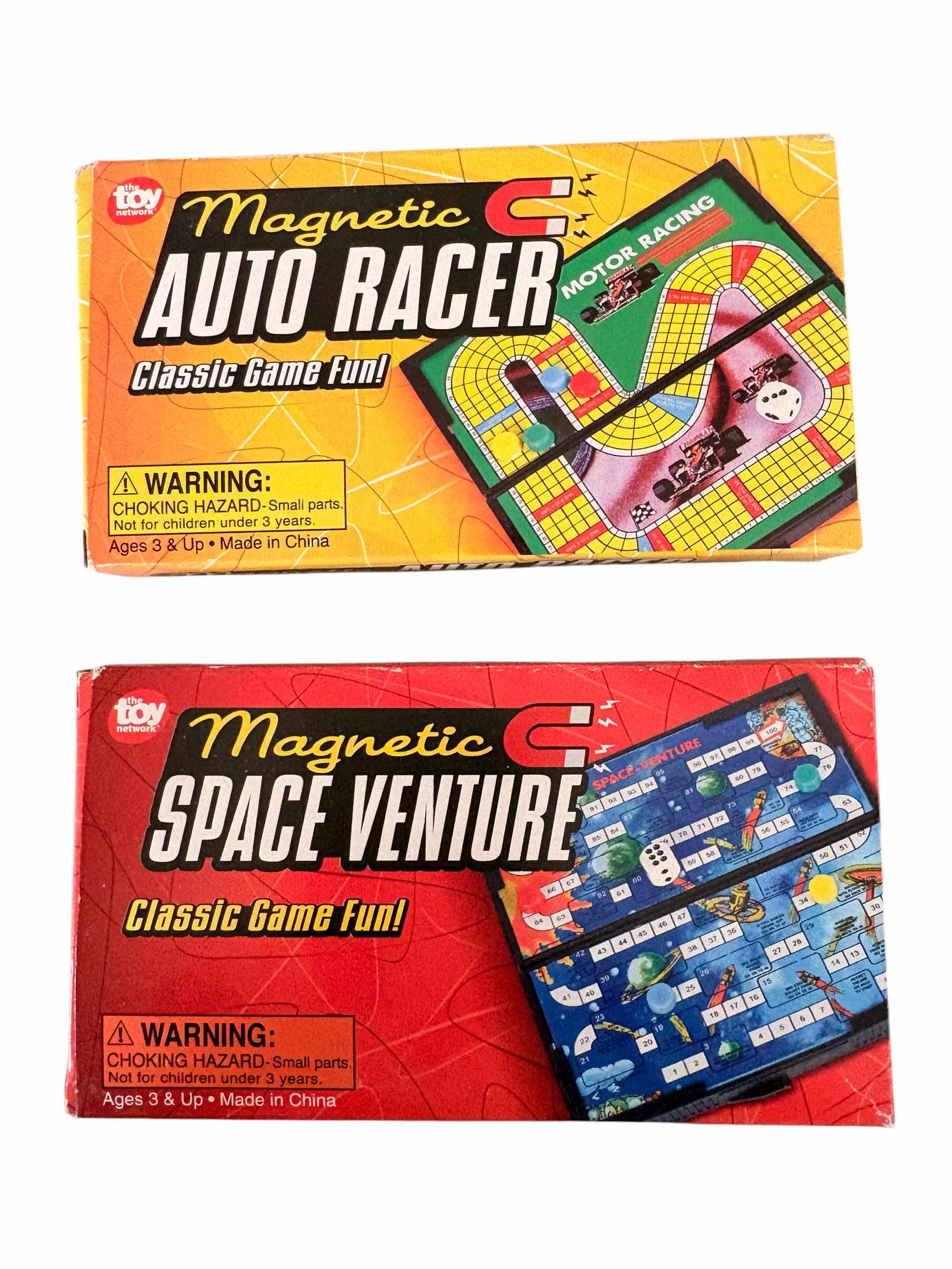 Photo 1 of (3)PCS MAGNETIC SPACE VENTURE AND AUTO RACER GAME AND THROW BACK