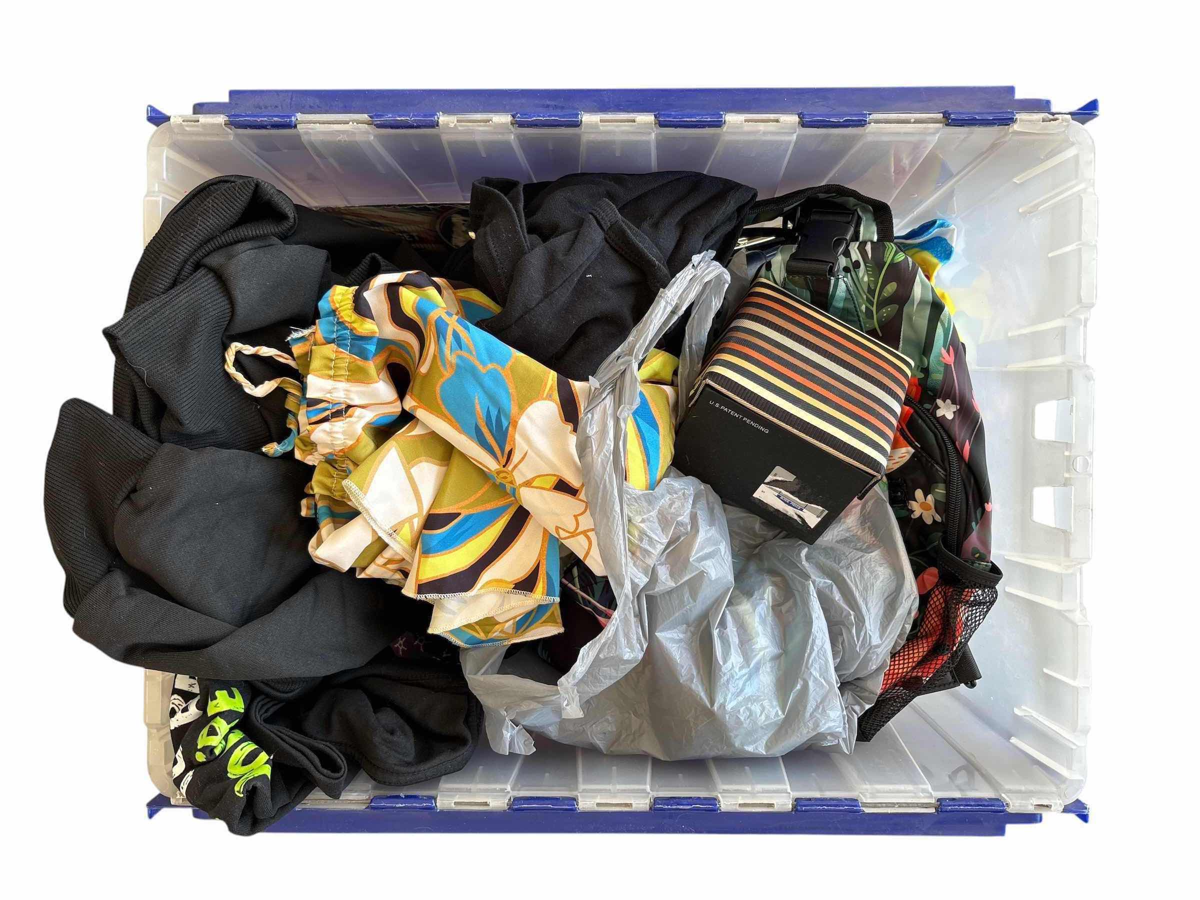 Photo 1 of CONTAINER OF BAGS, TIES & SHIRTS