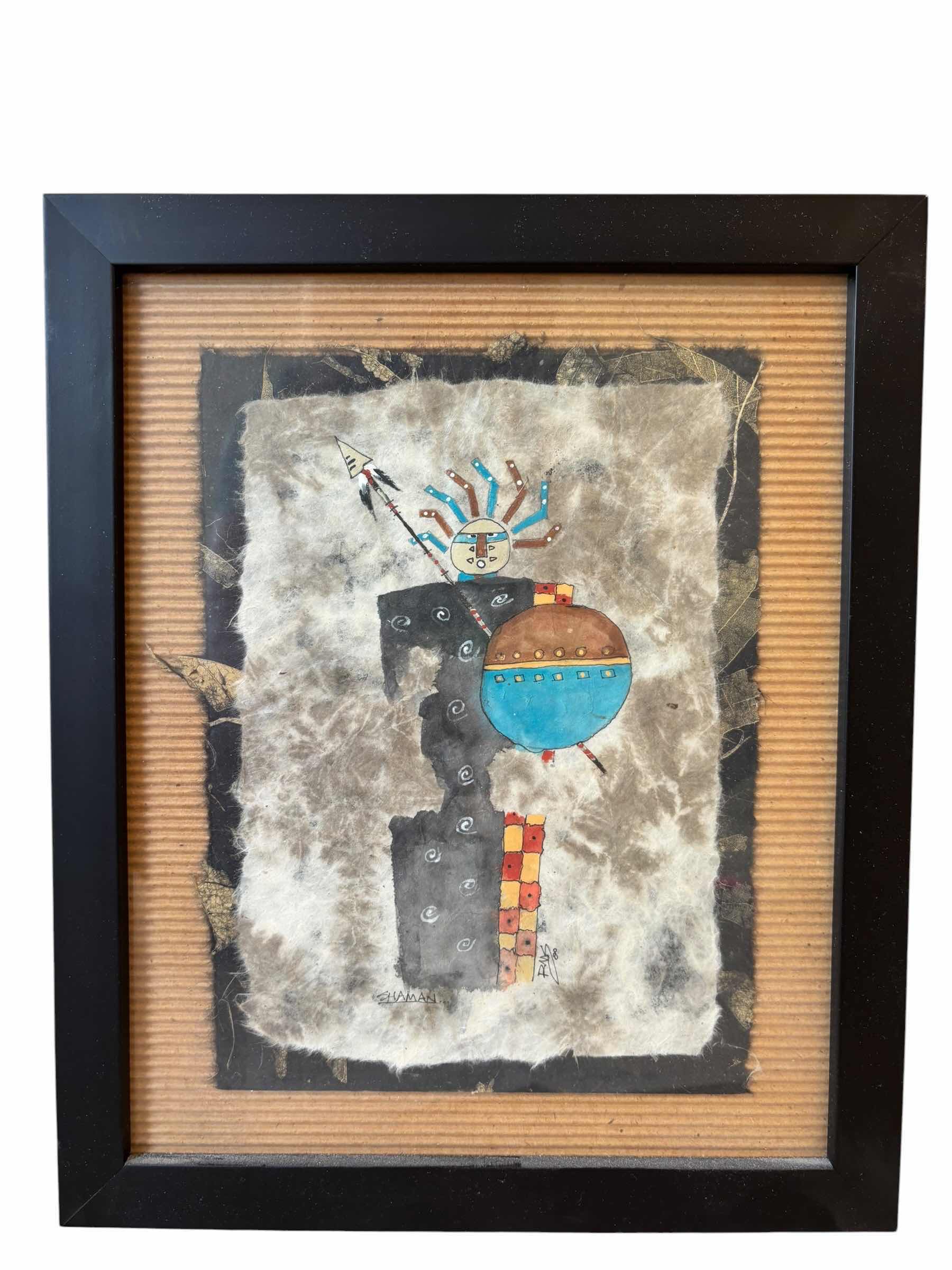 Photo 1 of SHAMAN ACRYLIC ON HANDMADE PAPER BY ROB STENBERG 9” X H11”