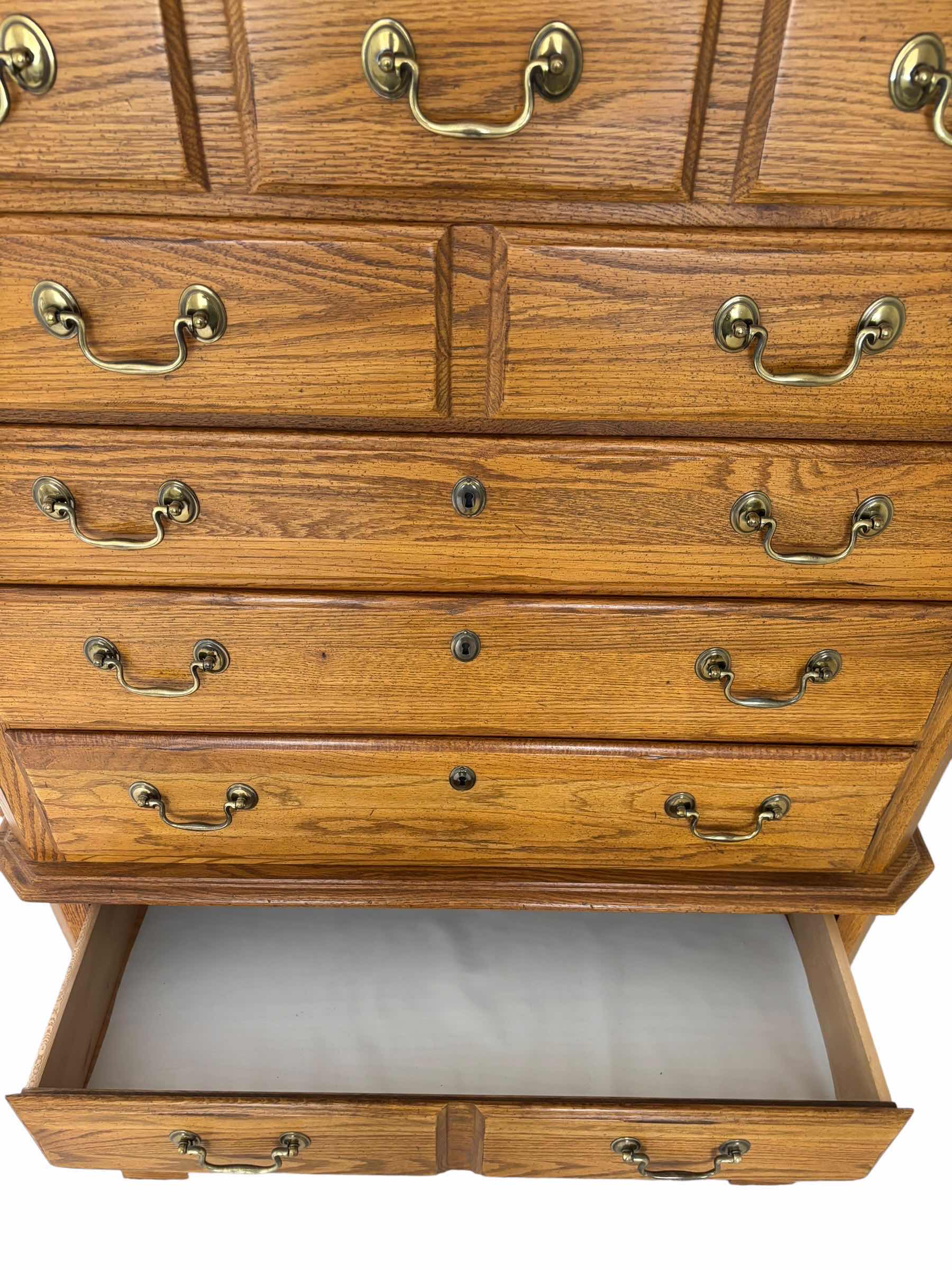 Photo 1 of THOMASVILLE SOLID OAK HIGH CHEST DRESSER 40” X 19” X H63”