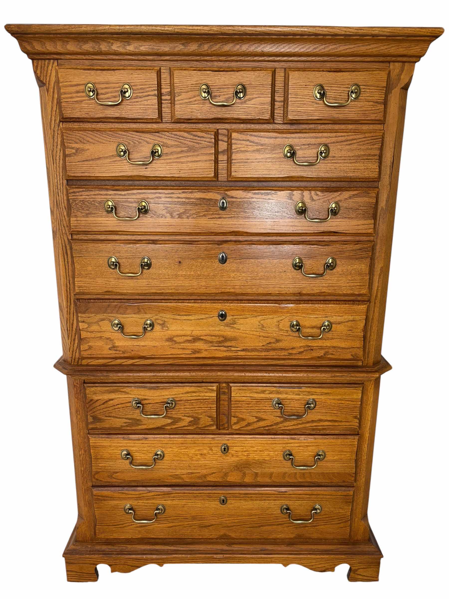Photo 1 of THOMASVILLE SOLID OAK HIGH CHEST DRESSER 40” X 19” X H63”