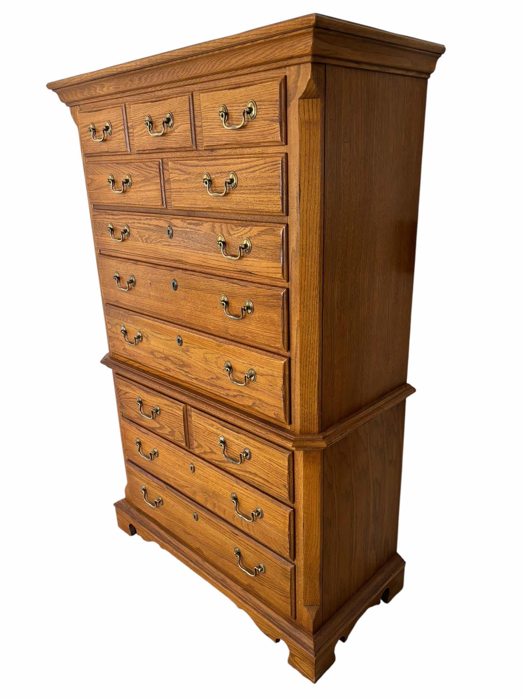 Photo 1 of THOMASVILLE SOLID OAK HIGH CHEST DRESSER 40” X 19” X H63”