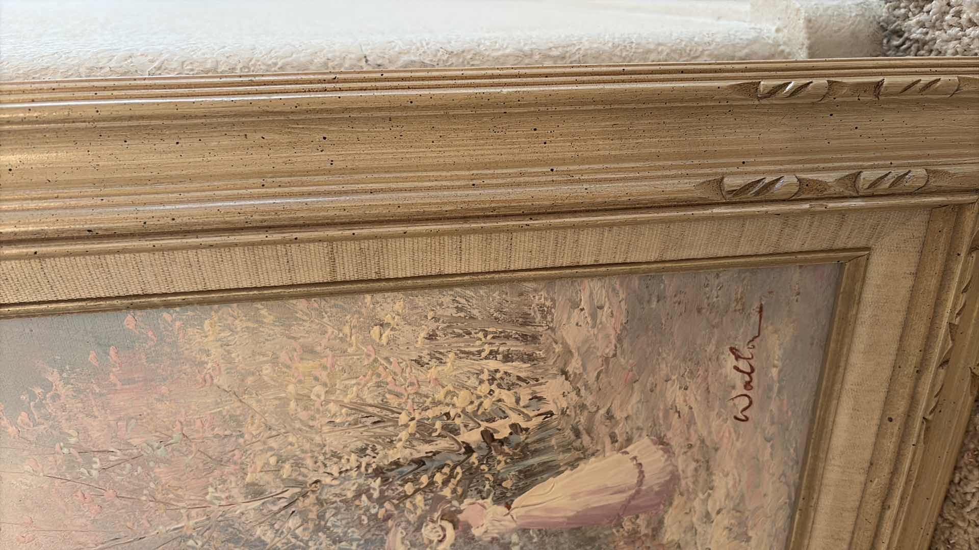 Photo 1 of FRAMED ARTWORK SIGNED BY WALTON ORIGINAL OIL PAINTING OF VICTORIAN LADY WITH PARASOL 17.5”X21.5”