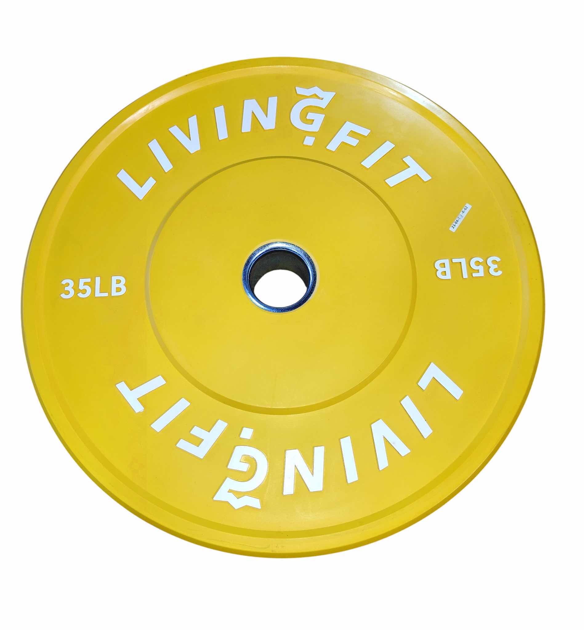 Photo 1 of NEW IN BOX 35 LB YELLOW BUMPER WEIGHTED PLATE 17.5”DIAMETER AND 2” IN COLLAR OPENING (SINGLE PLATE)