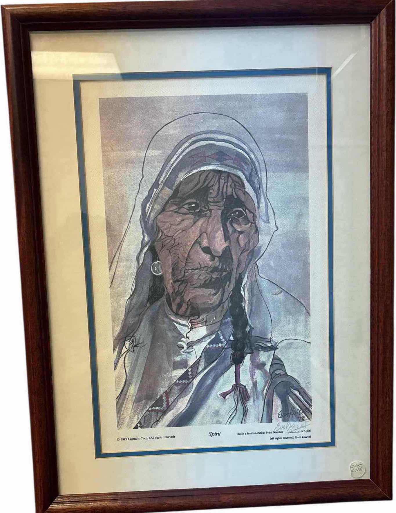 Photo 1 of WOOD FRAMED SIGNED NUMBERED ART PRINT EVIL KNIEVEL “SPIRIT” 4572/5000 178 21” X 16” X 1”