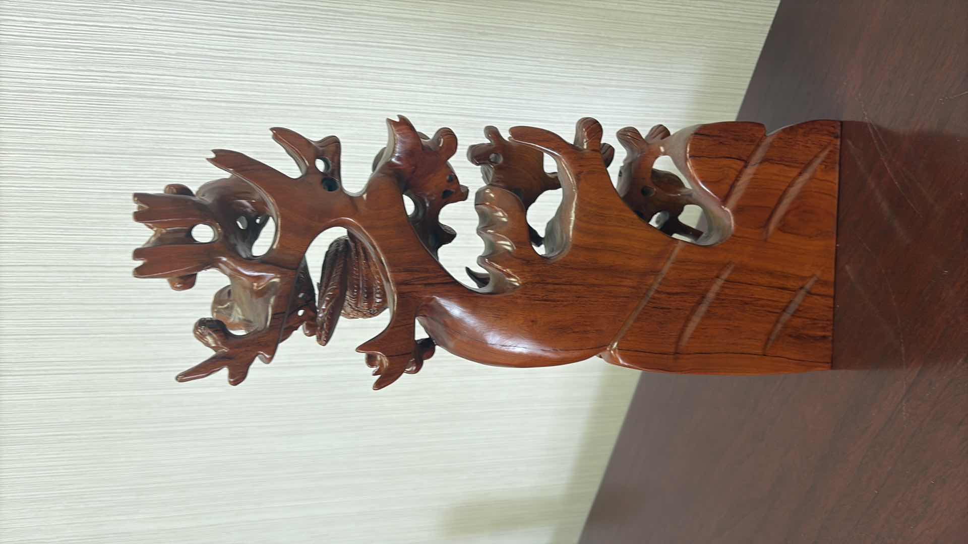 Photo 1 of HAND CARVED CHINESE BOXWOOD BIRDS AND FLOWERS 6”X 3” X 16” H