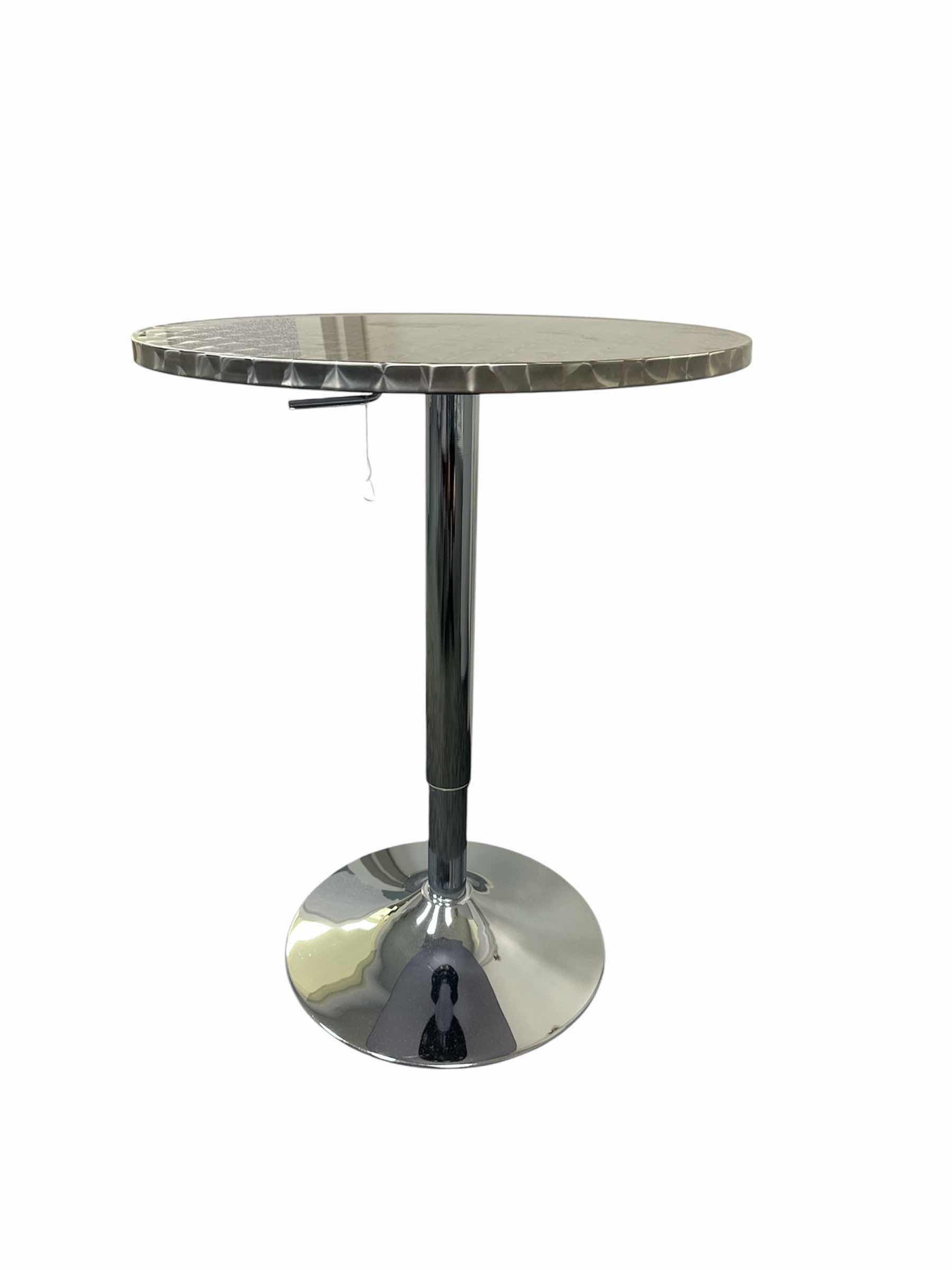 Photo 1 of ROUND TABLE TOP CHROME/PLASTIC TABLE 
D 23.25” X H 31”