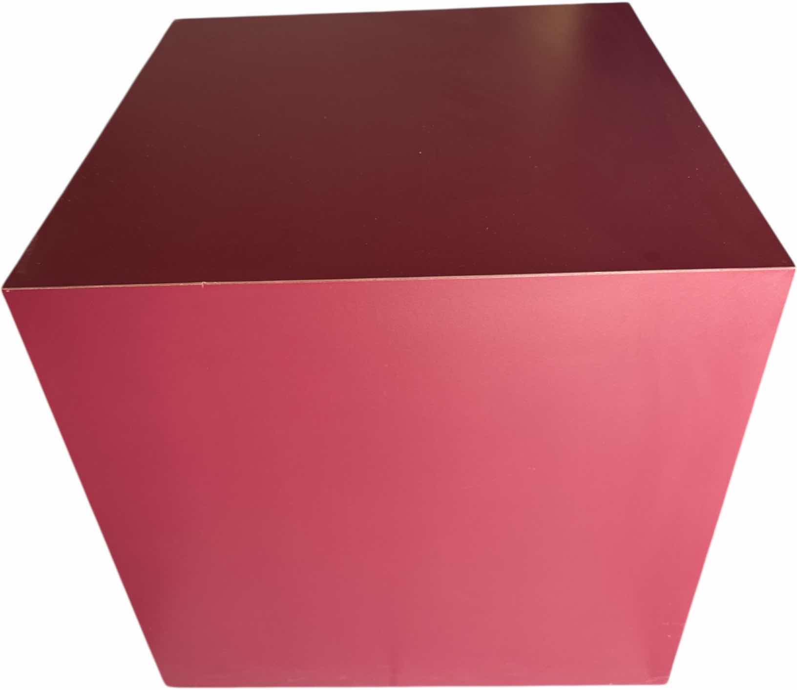 Photo 1 of RED WOODEN CUBE SIDE TABLE 
23” X 23” X H23”