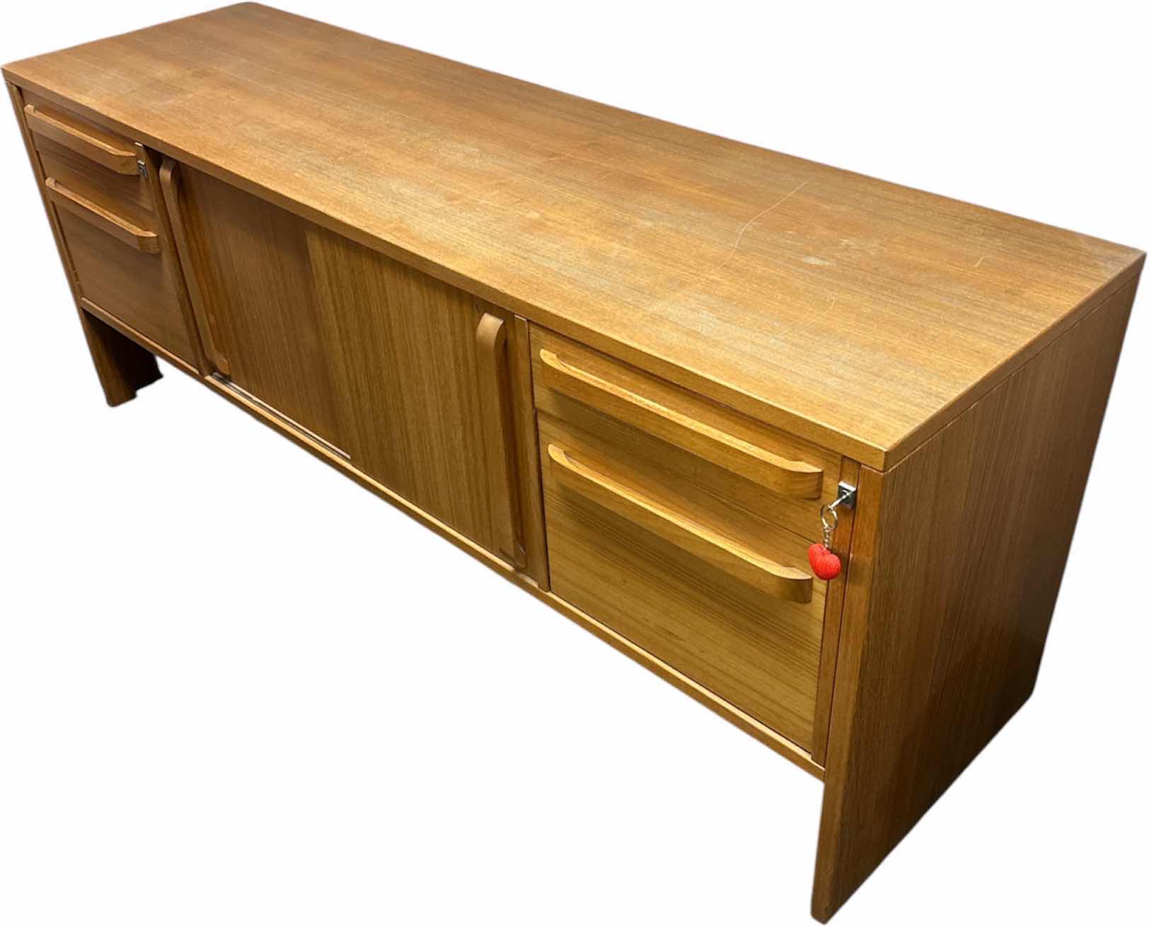 Photo 1 of VINTAGE WOODEN LONG CUPBOARD WITH KEY
72” X 21.5” X 28.25H