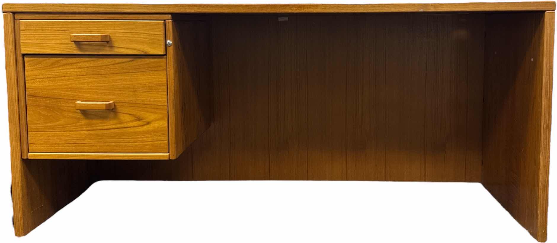 Photo 1 of TEAKWOOD EXECUTIVE DESK 2 DRAWERS WITH LOCK MISSING KEY
64” X 30” X H29”