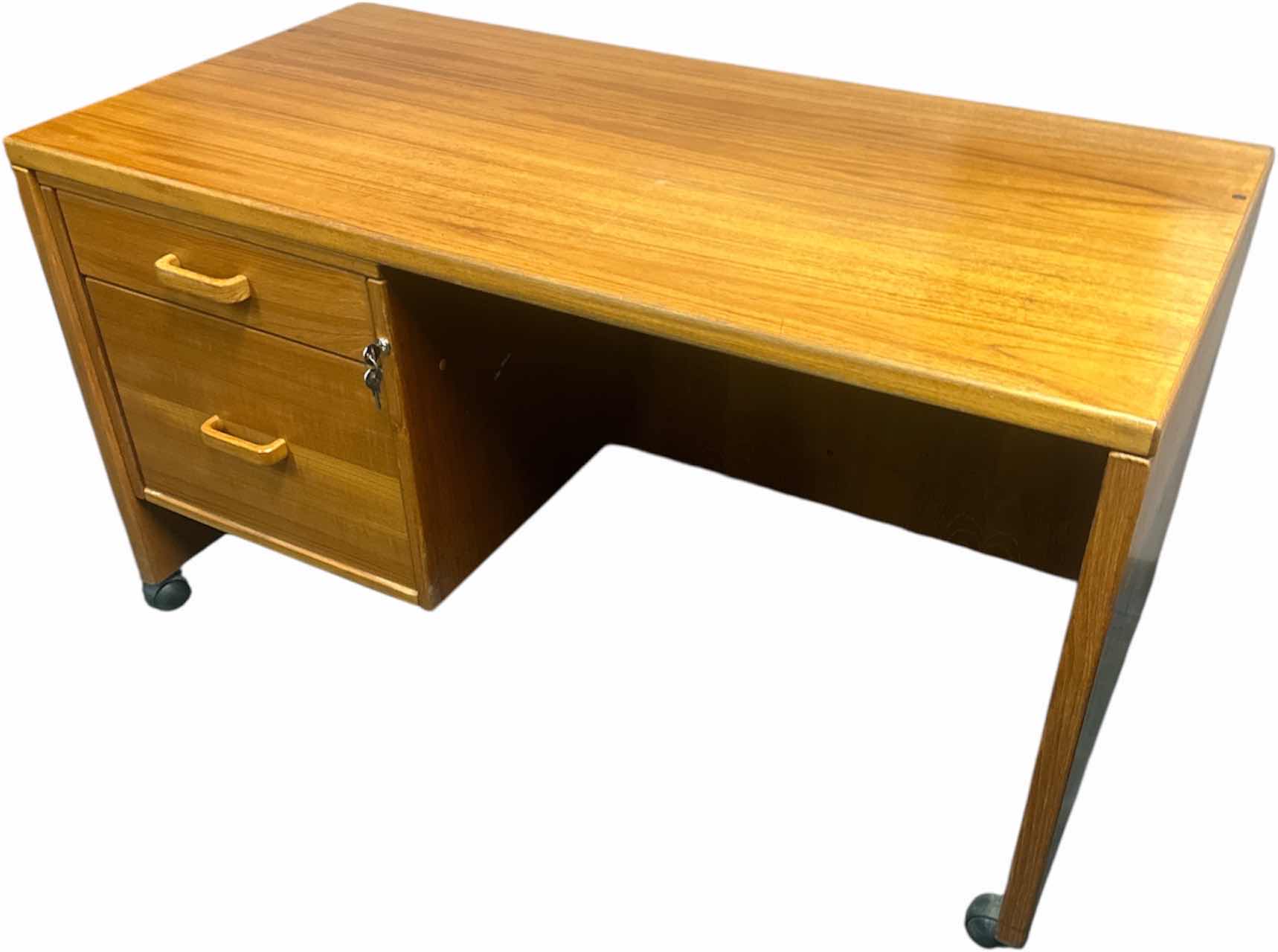 Photo 1 of TEAK HARDWOOD DESK WITH FILING DRAWER AND LOCK AND KEY
24” X 48” X 17”H