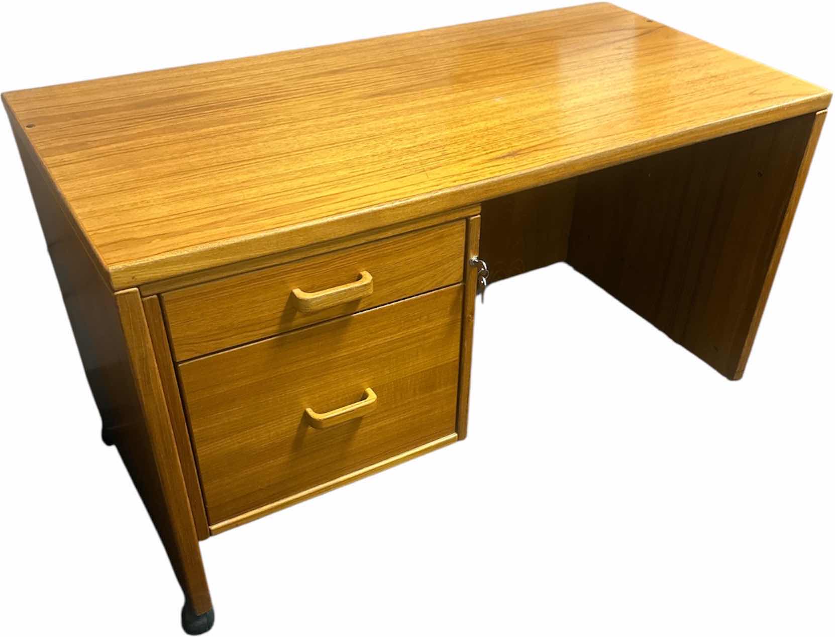 Photo 1 of TEAK HARDWOOD DESK WITH FILING DRAWER AND LOCK AND KEY
24” X 48” X 17”H
