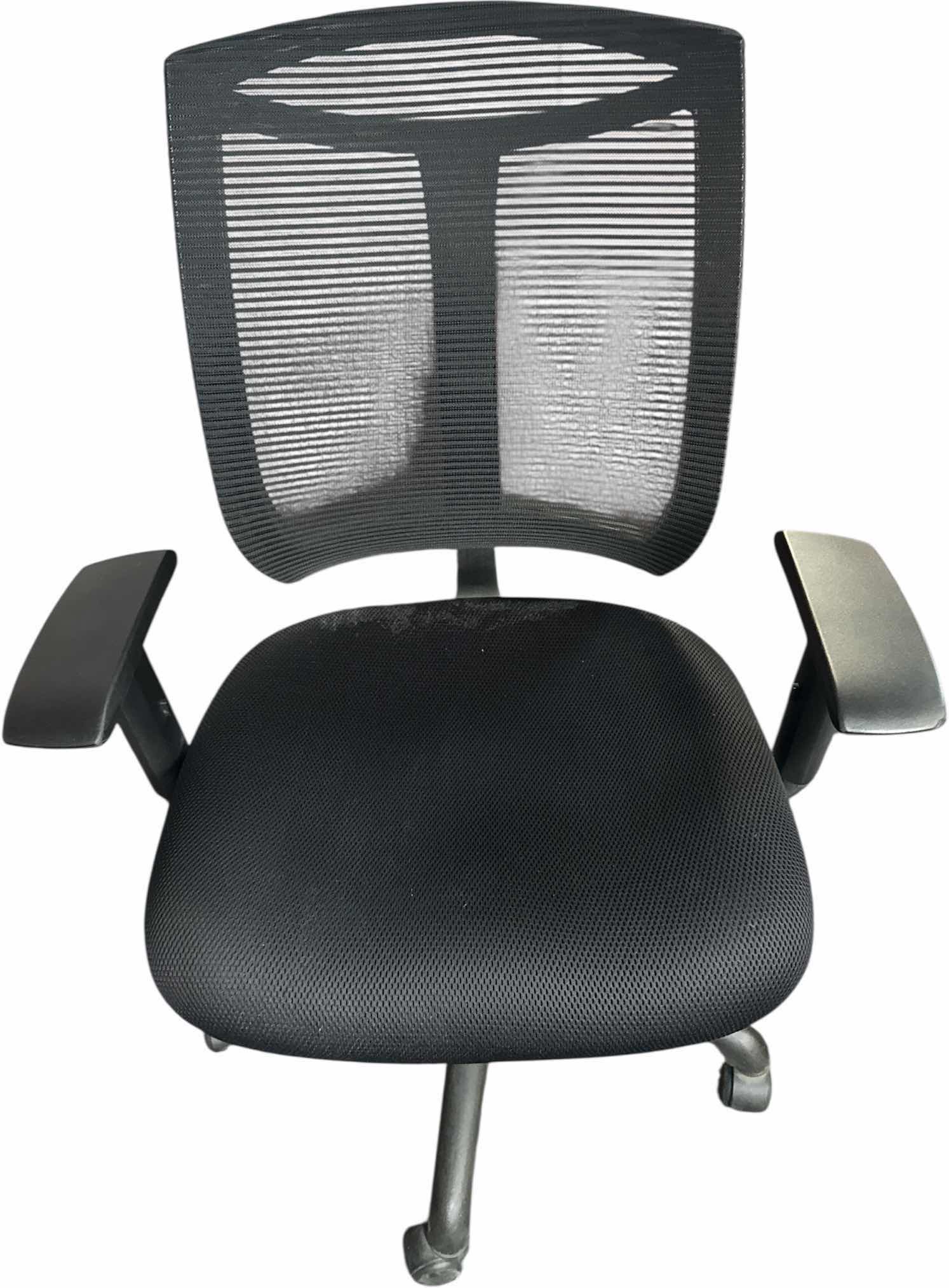 Photo 1 of OFFICE ARM CHAIR ADJUSTABLE SEAT BLACK MESH DESK CHAIR
27” X 24” X H41”
