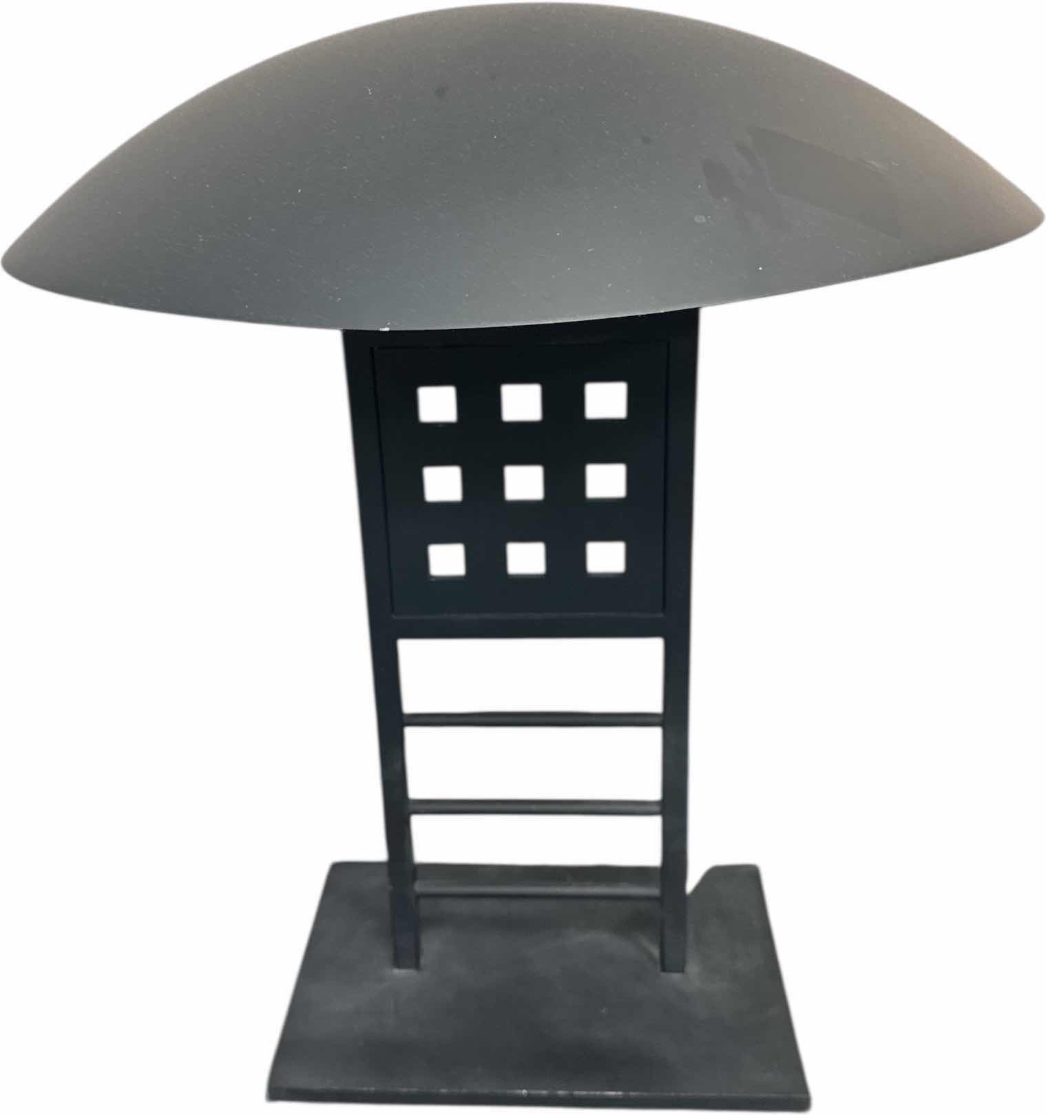 Photo 1 of VINTAGE BLACK METAL TABLE LAMP 
D19” X H22”