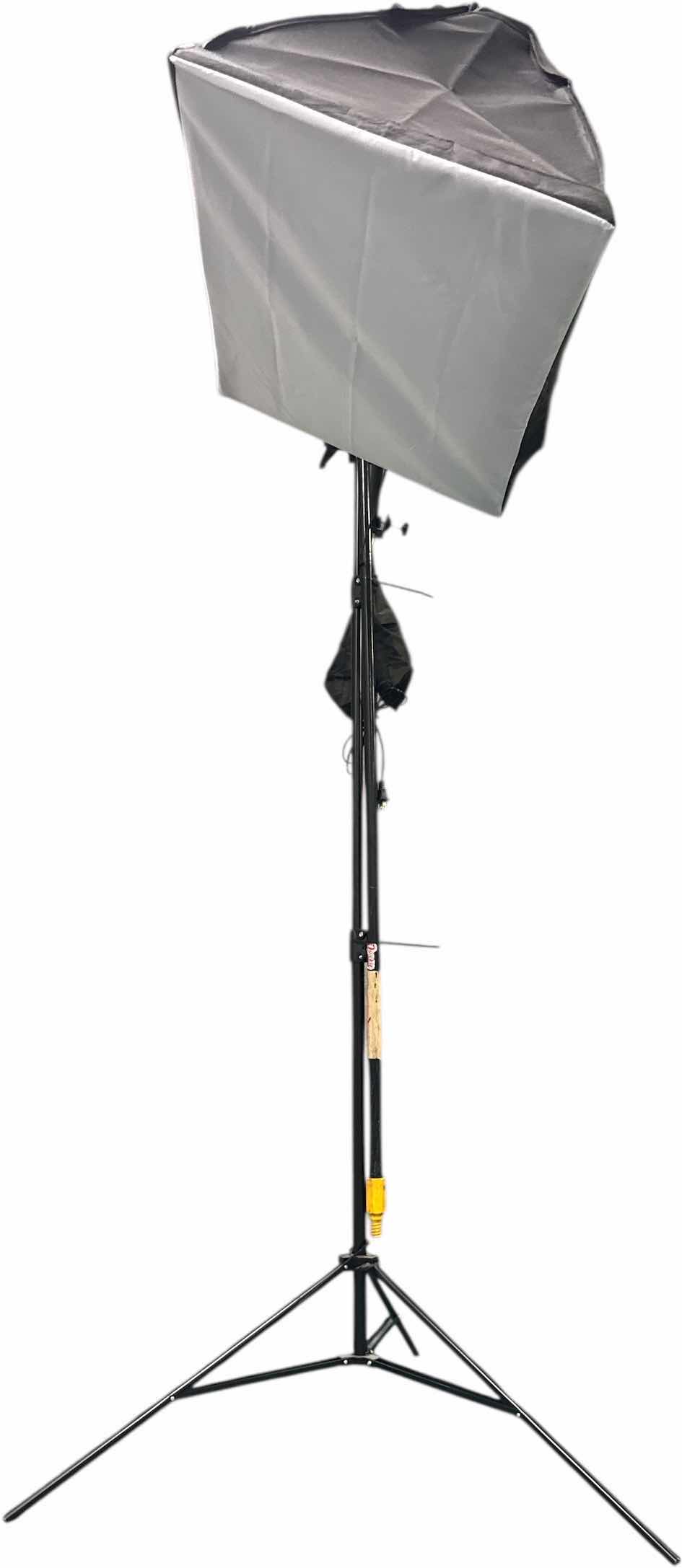Photo 1 of SOFT-BOX LIGHT KIT WITH STAND ZIPPED TIED FOR ADDITIONAL SUPPORT PLEASE SEE PICTURES FOR REFERENCE 
65” X 40” X H83”