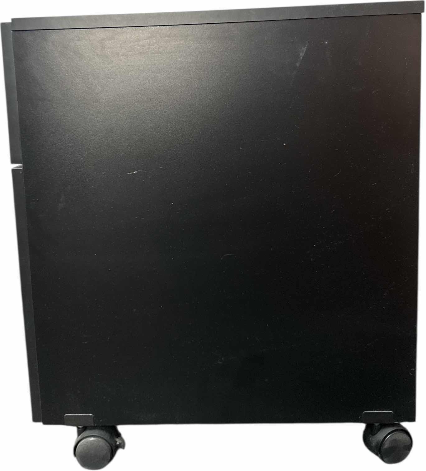 Photo 1 of 2 DRAWER ROLLING WOODEN CABINET BLACK/GREY 16” X 21” X H24.5”