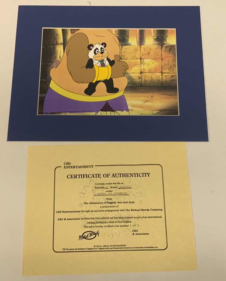 Photo 1 of VINTAGE COLLECTOR CELL WITH COA FROM THE ADVENTURES OF RAGGEDY ANN AND ANDY “SACRED CAT ADVENTURE” 14” X 11”