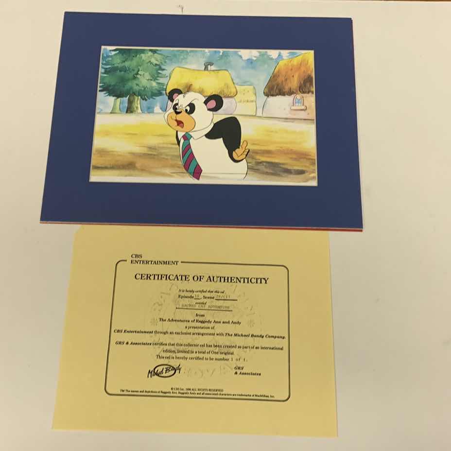 Photo 1 of VINTAGE COLLECTOR CELL WITH COA FROM THE ADVENTURES OF RAGGEDY ANN AND ANDY “SACRED CAT ADVENTURE” 14” X 11”