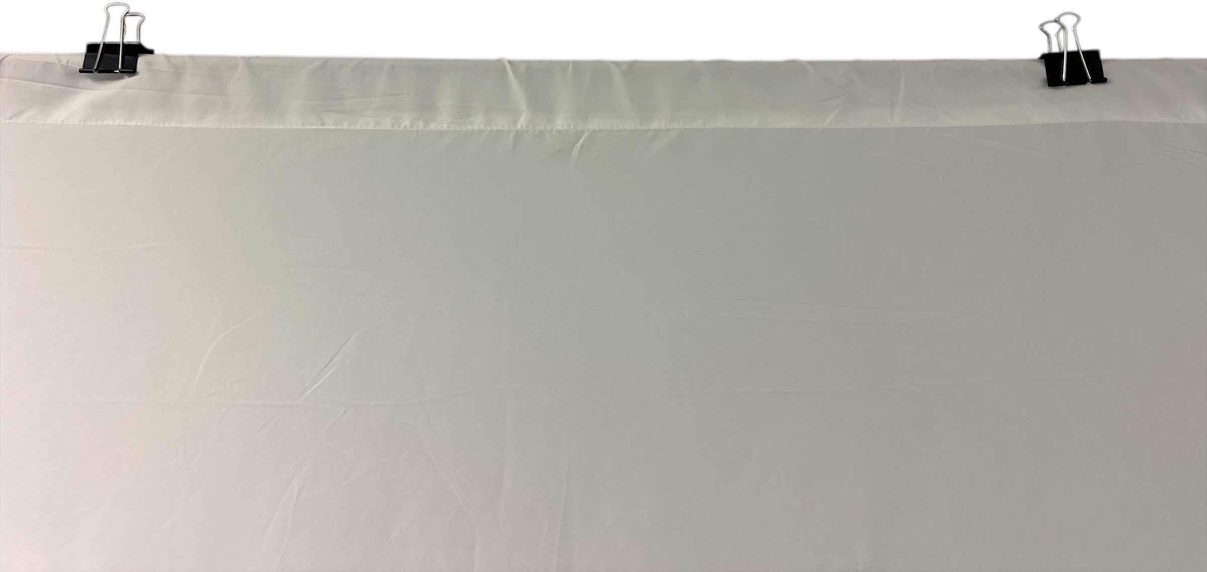Photo 1 of PHOTOGRAPHY BACKDROP WITH BLACK METAL STAND, WHITE FABRIC SHEETS AND 11 FABRIC CLAMPS
W116” X L84”
