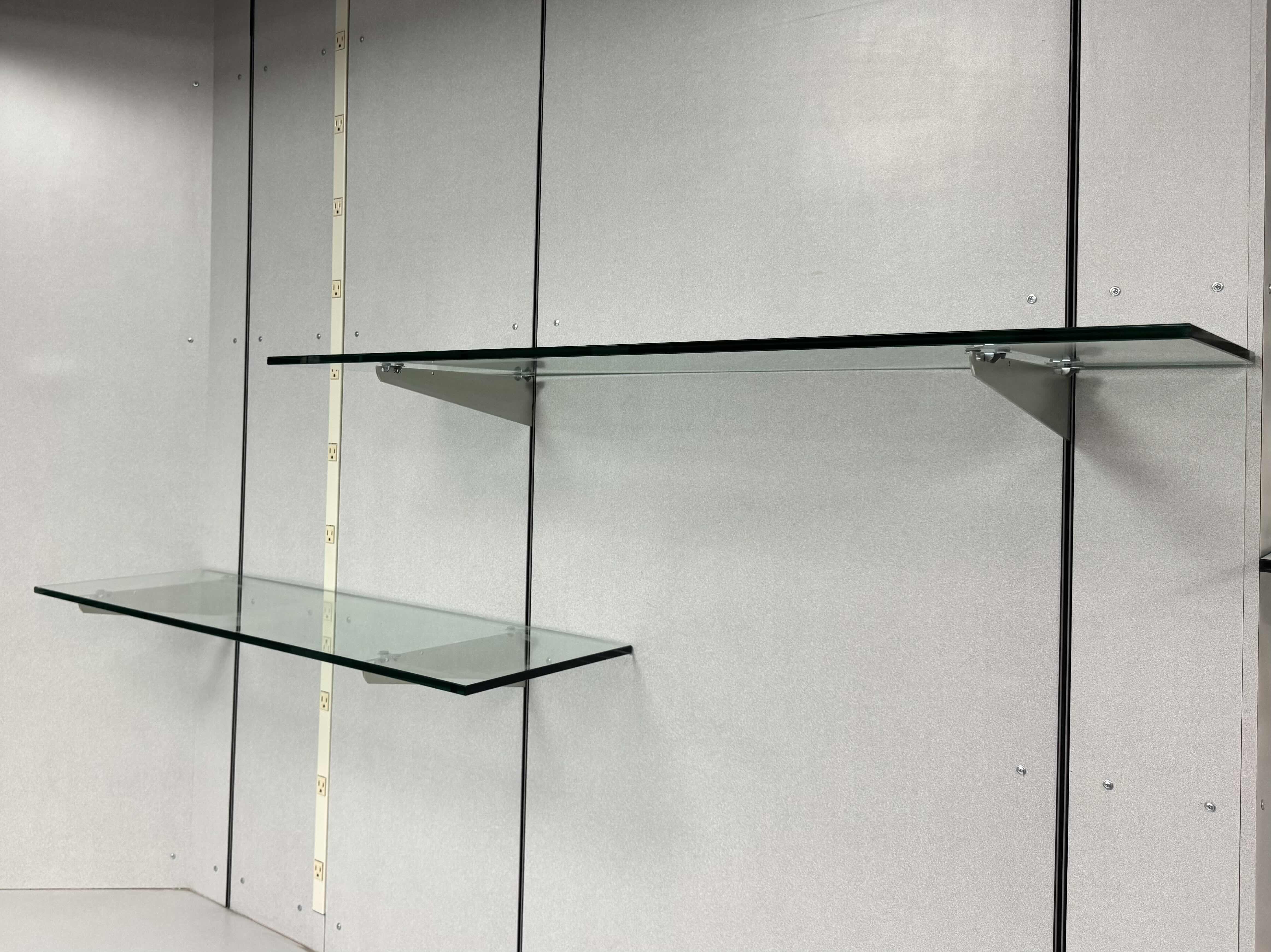 Photo 1 of 2- GLASS SHELVES WITH METAL BRACKET HOLDERS 
42” X 14” X H0.5”