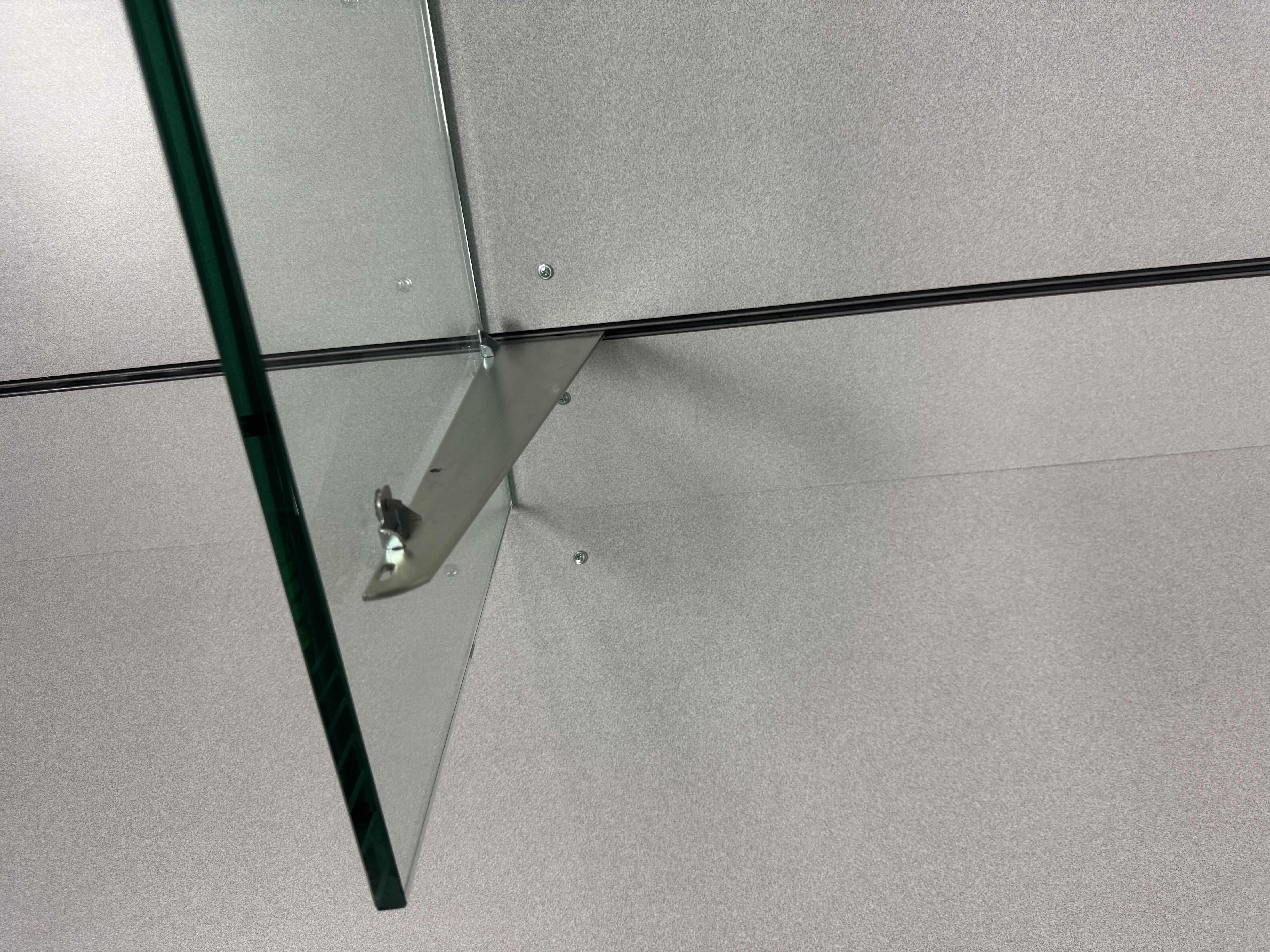 Photo 1 of 2- GLASS SHELVES WITH METAL BRACKET HOLDERS 
42” X 14” X H0.5”