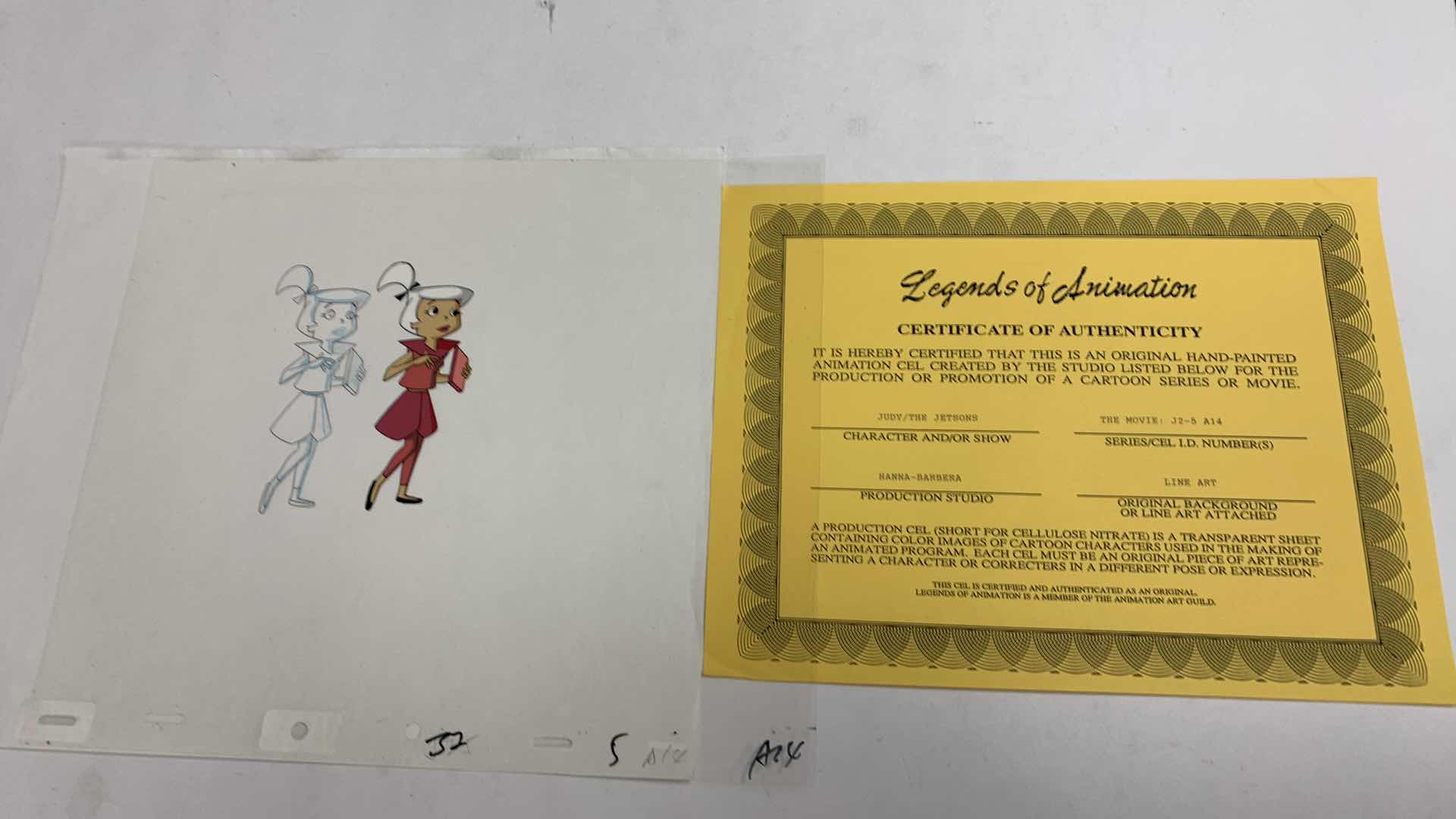 Photo 1 of VINTAGE HANNA BARBERA HAND PAINTED ANIMATION CEL WITH COA JUDY OF THE JETSONS 8” X 10”