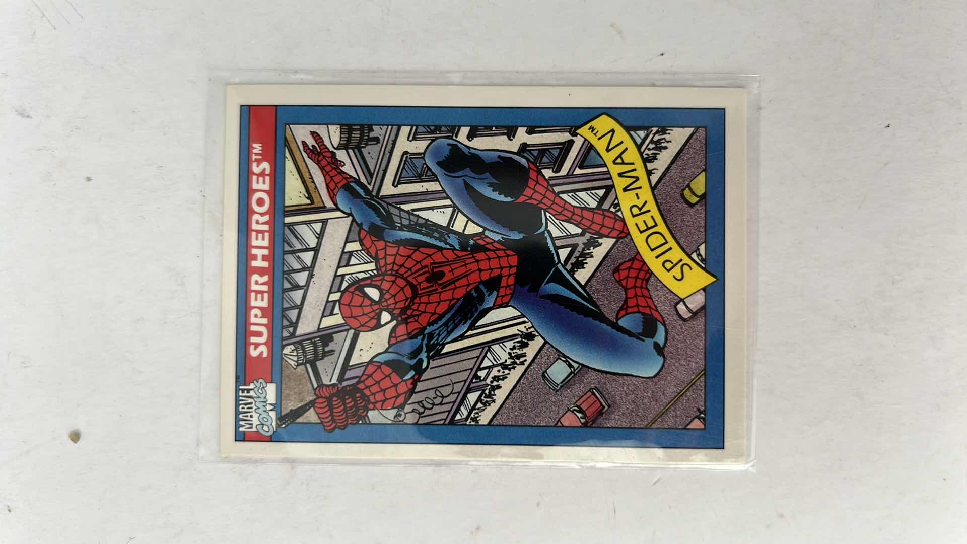 Photo 1 of 1990 IMPEL MARVEL UNIVERSE SUPER HEROES CARD 29 SPIDER-MAN