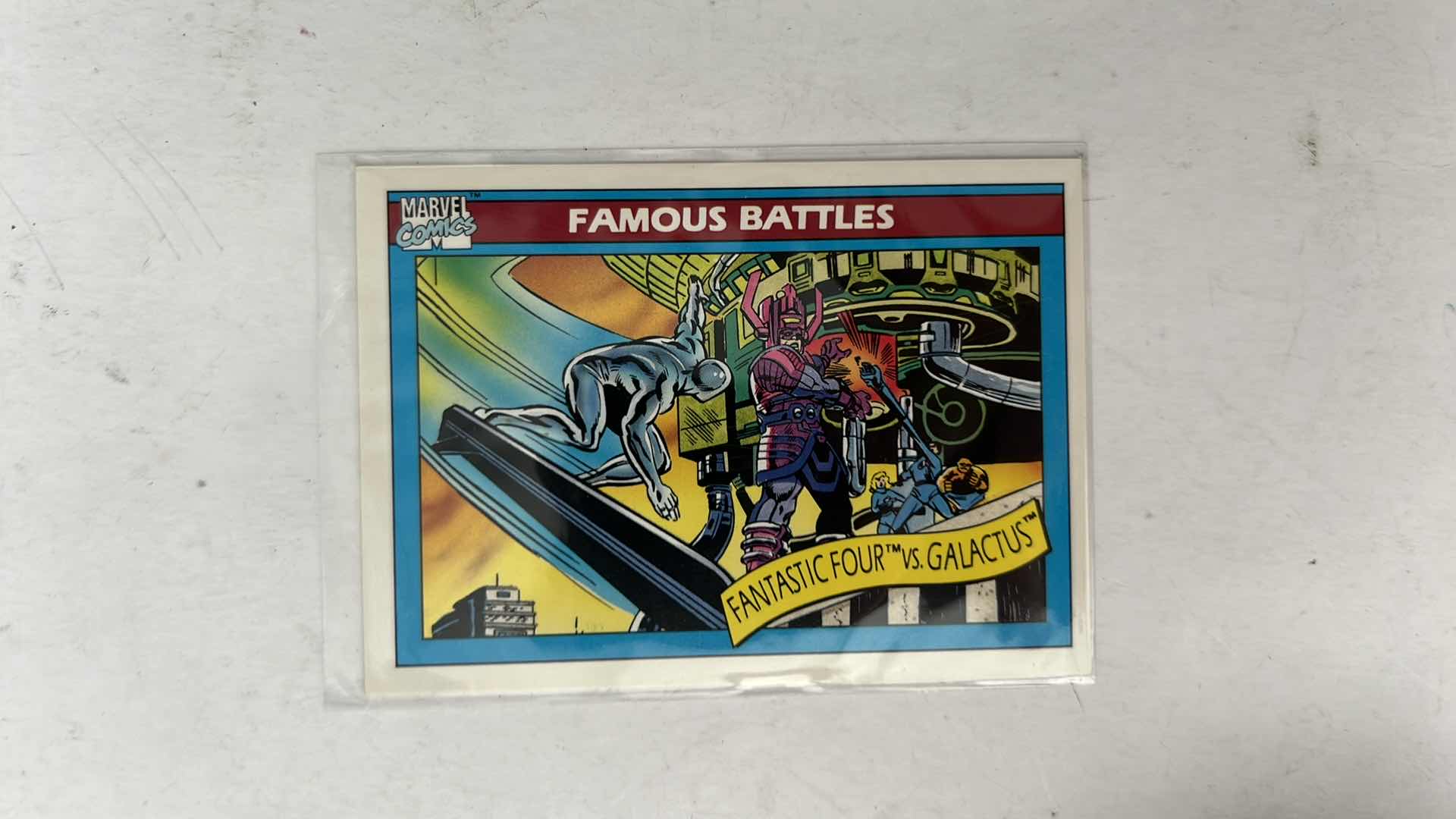 Photo 1 of 1990 IMPEL MARVEL UNIVERSE FAMOUS BATTLES FANTASTIC FOUR VS GALACTUS CARD 89