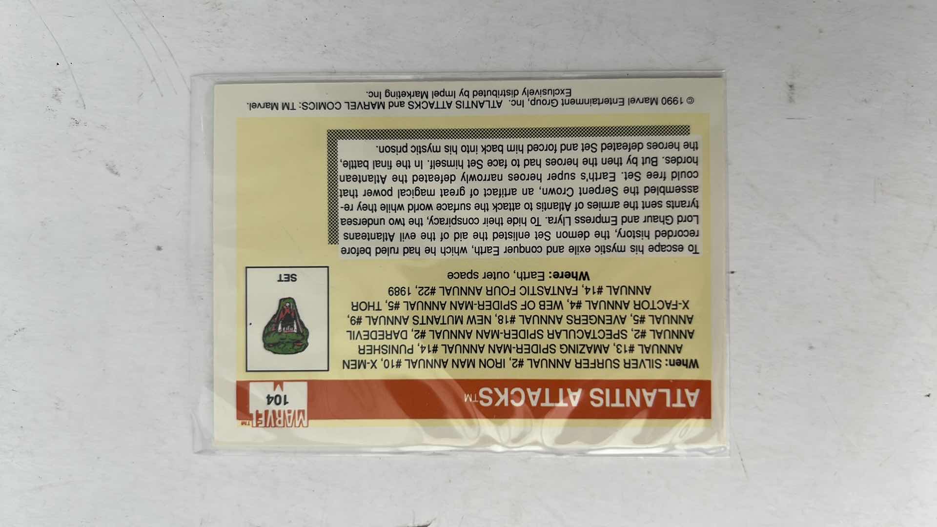 Photo 1 of 1990 IMPEL MARVEL UNIVERSE FAMOUS BATTLES ATLANTIS ATTACKS CARD 104 $15