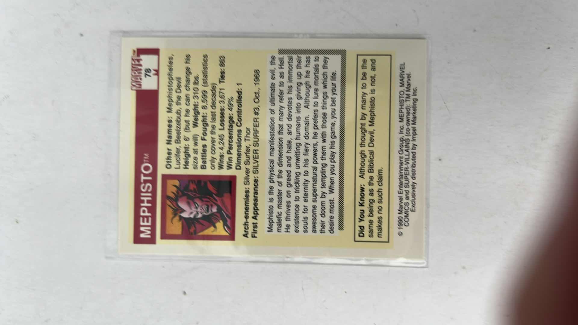 Photo 1 of 1990 IMPEL MARVEL UNIVERSE SUPER-VILLIANS CARD 78