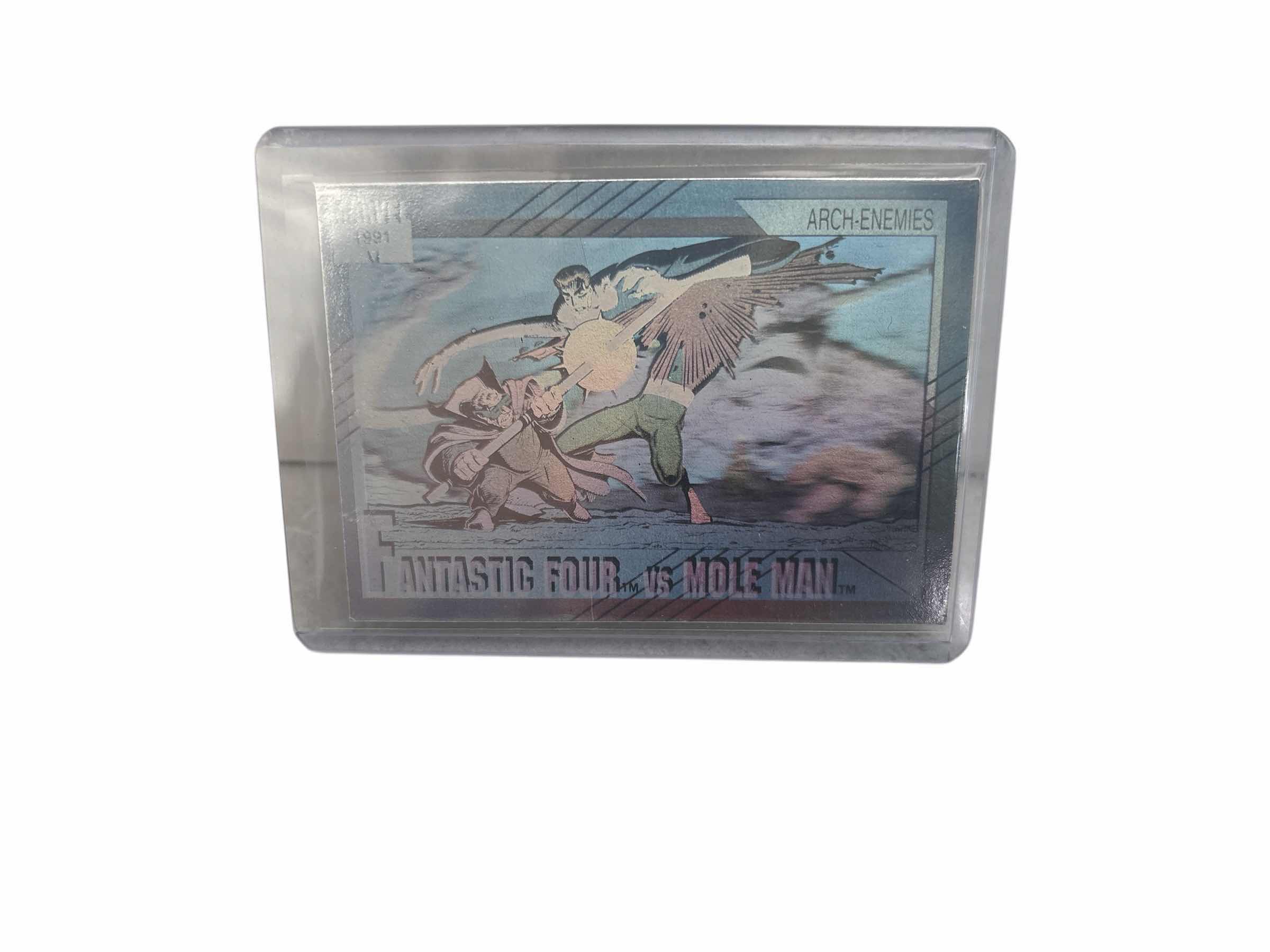 Photo 1 of MARVEL IMPEL TRADING CARD HOLOGRAPHIC “ FANTASTIC FOUR VS MOLE MAN “ SERIES II CARD #H-5
