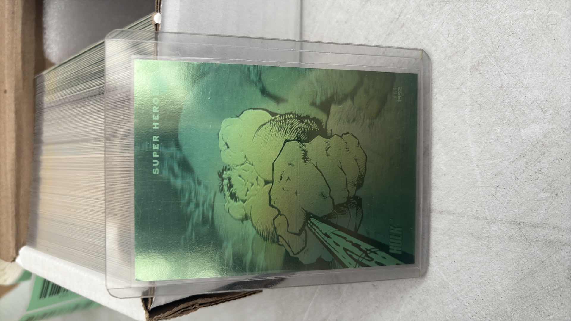 Photo 1 of MARVEL IMPEL TRADING CARD HOLOGRAPHIC “ HULK “ 1992 CARD #H-1