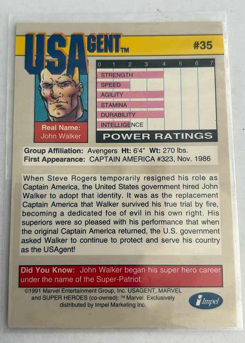 Photo 1 of MARVEL IMPEL TRADING CARD “ USAGENT “ SERIES II CARD #35