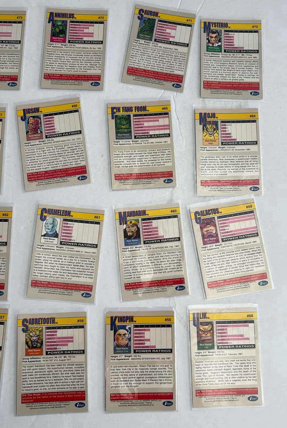 Photo 1 of 20-1991 MARVEL IMPEL TRADING CARDS SERIES II RANDOM